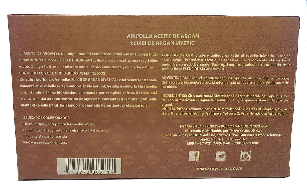Kleravitex Mystic Argan Oil Ampoule – Strengthen, Hydrate, Repair, Anti-Frizz, Detangle (Pack of 7, 2.37 fl oz)