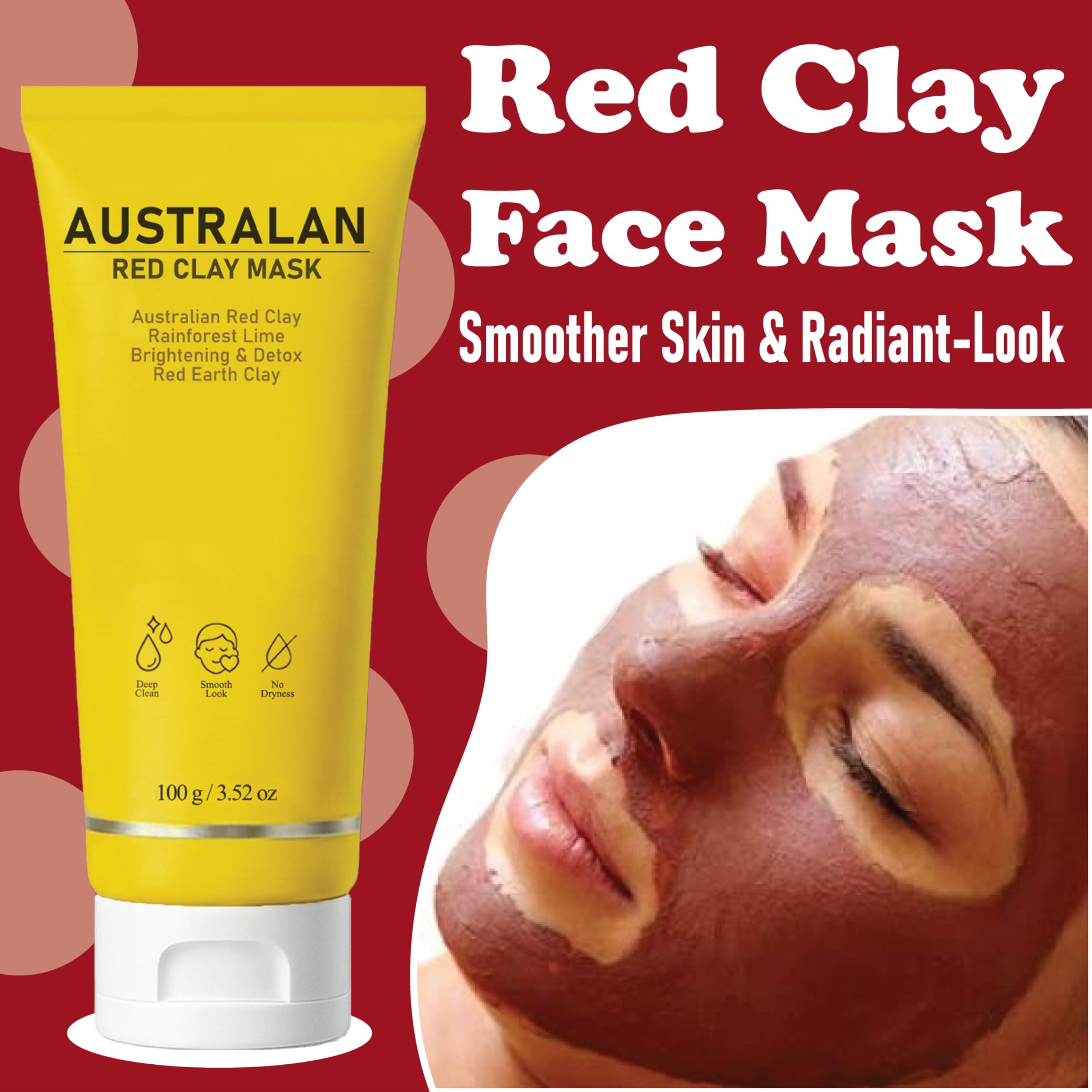 Klyr Australian Red Clay Face Mask – Mineral-Rich Detox Mud with Kakadu Plum, Desert & Rainforest Lime