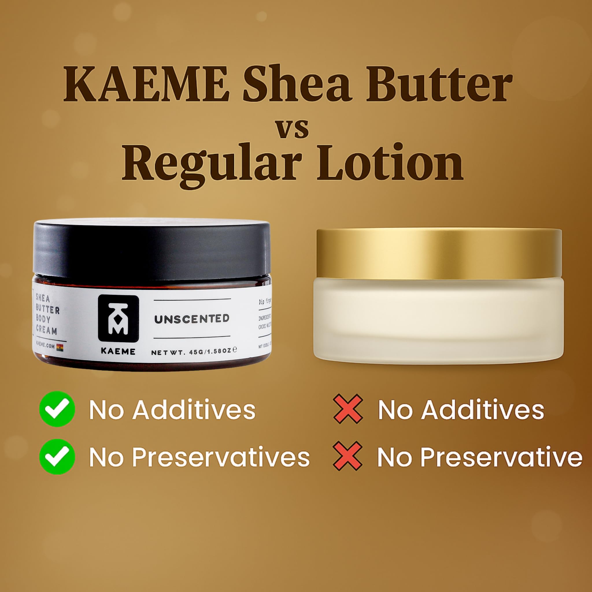 KM KAEME Unscented African Shea Butter | Fragrance-Free Skin & Hair Moisturizer 3.4oz