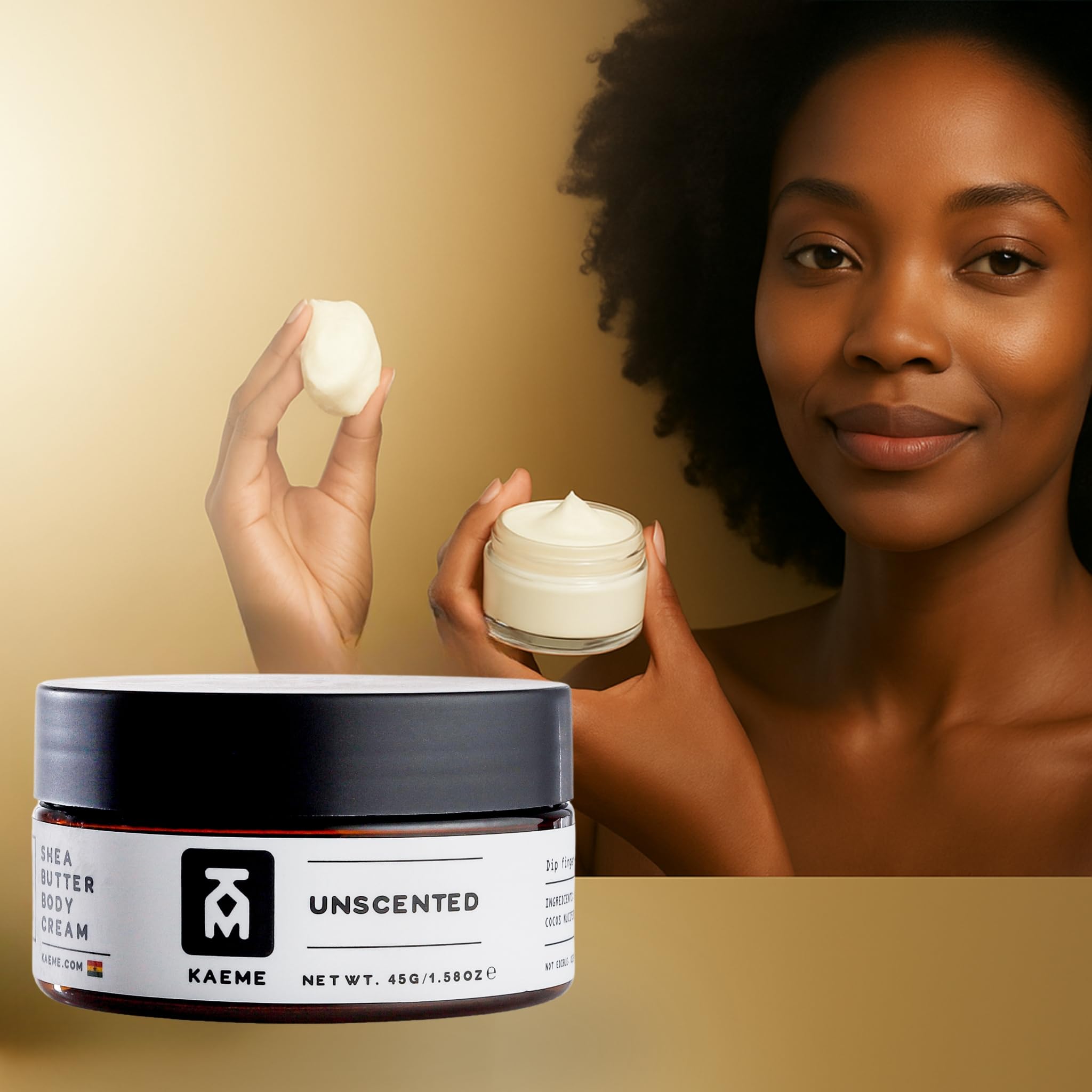 KM KAEME Unscented African Shea Butter | Fragrance-Free Skin & Hair Moisturizer 3.4oz