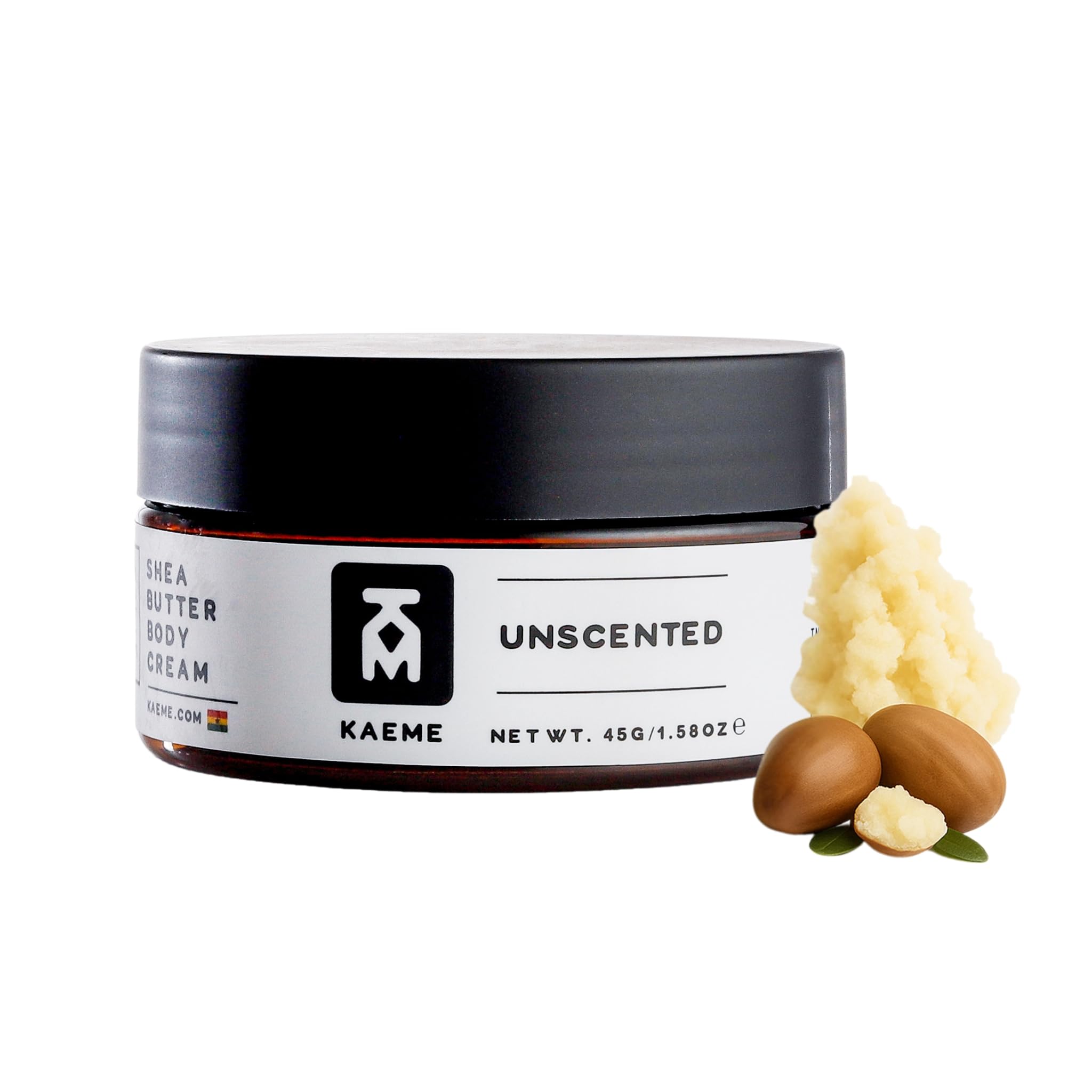 KM KAEME Unscented African Shea Butter | Fragrance-Free Skin & Hair Moisturizer 3.4oz