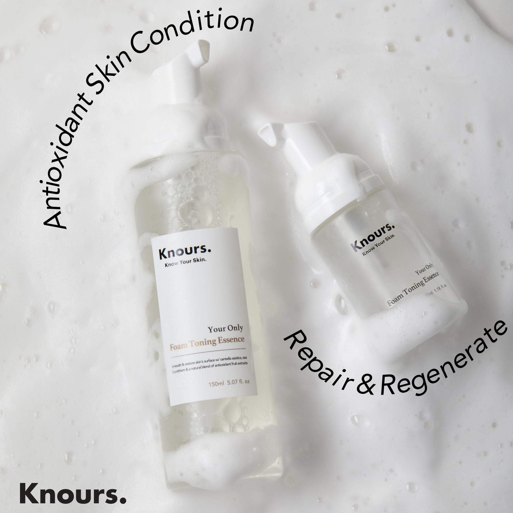 Knours Soothing Essence Foam Toner — 3-in-1 Cleanse, Tone & Prep (150ml) with Centella & Sea Buckthorn