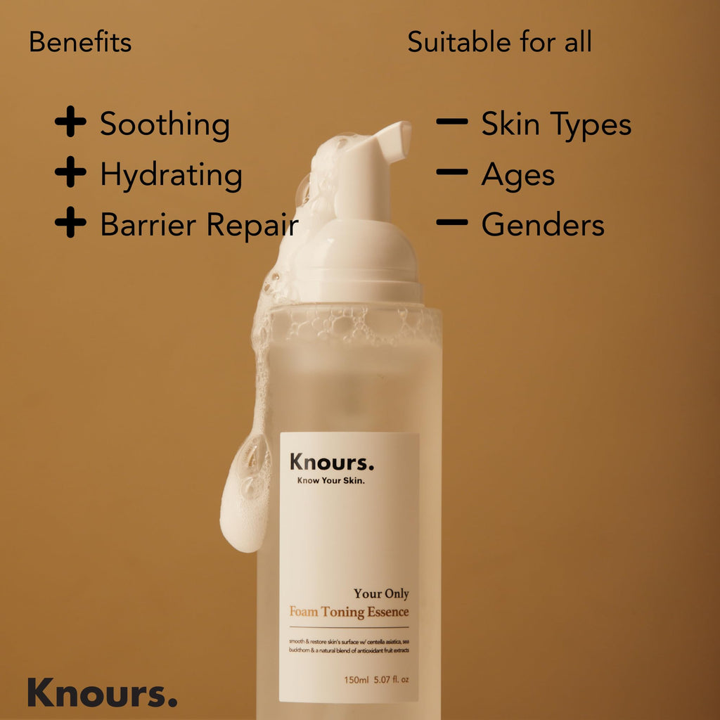 Knours Soothing Essence Foam Toner — 3-in-1 Cleanse, Tone & Prep (150ml) with Centella & Sea Buckthorn