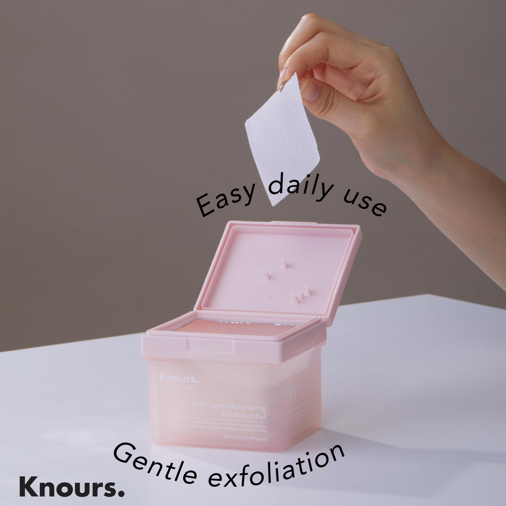 Knours Pore Control Resurfacing Exfoliation Pad – Gentle LHA + Algae & Ginger (90 Count, 175ml)