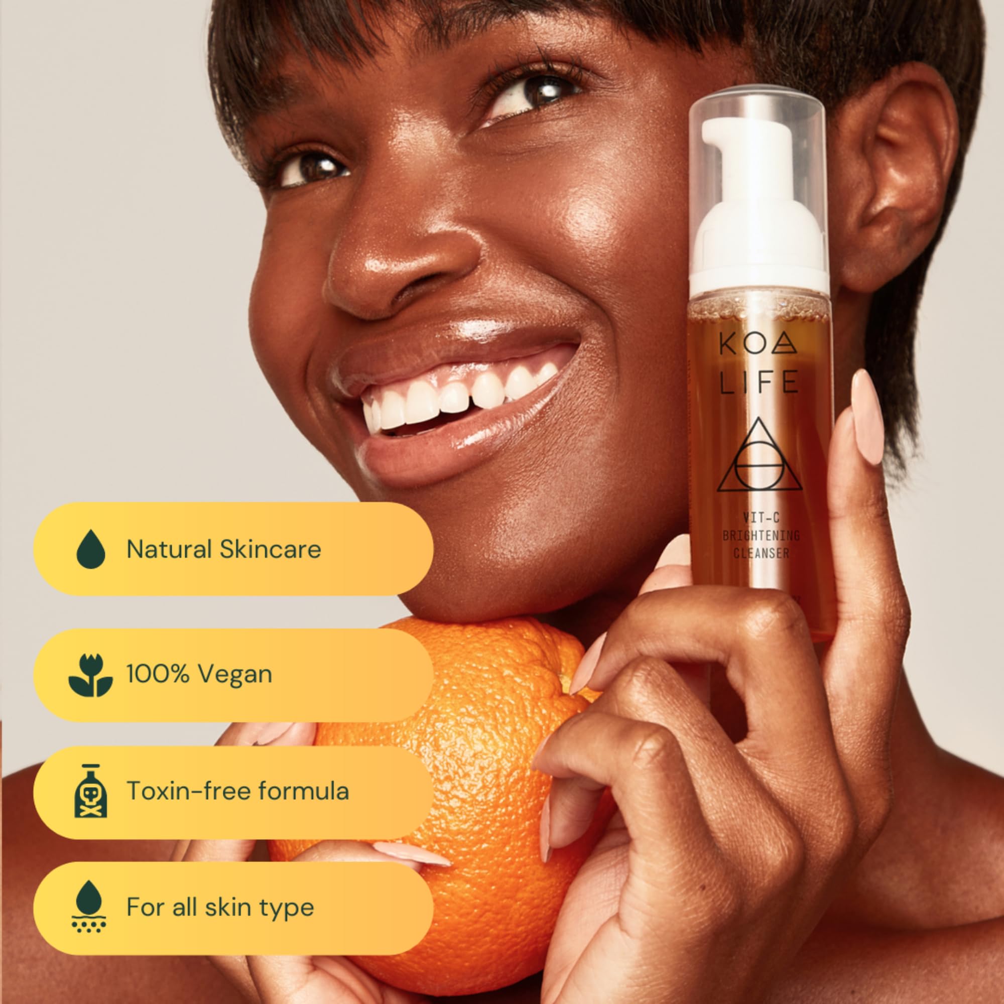 KOA LIFE Vit-C Illuminating Facial Cleanser – Vitamin C Brightening Wash, Vegan & Cruelty-Free