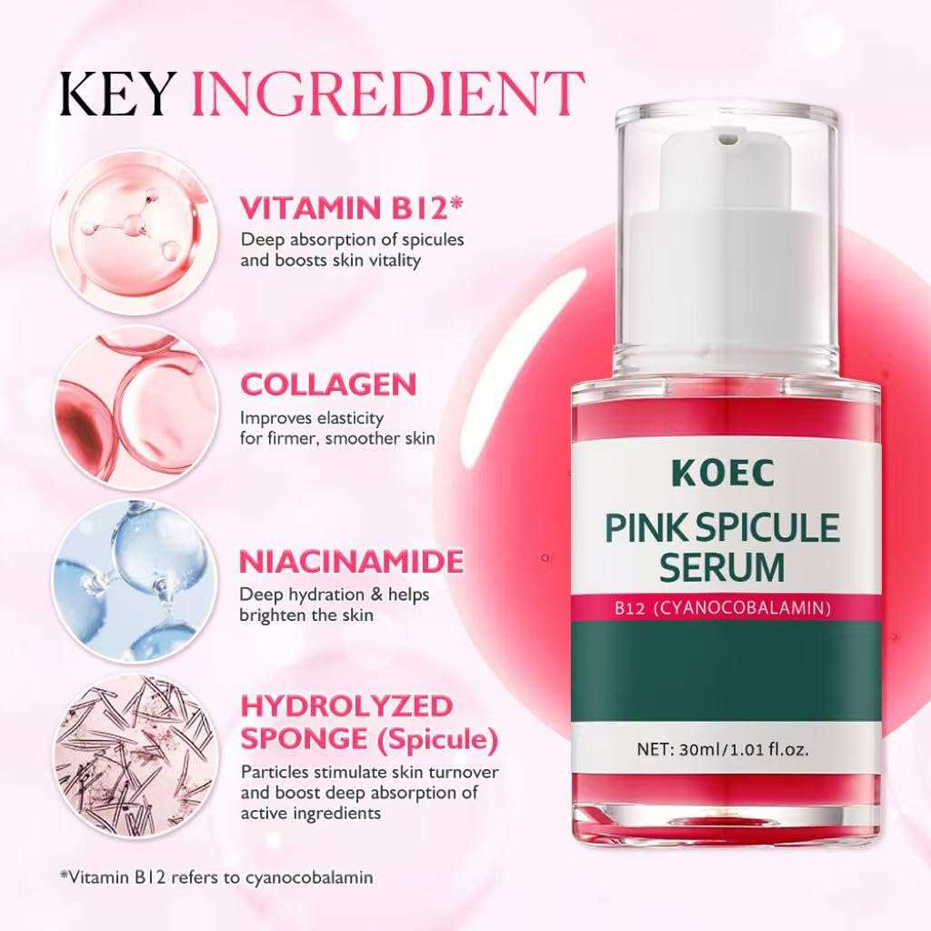 KOEC Pink Toning Skin Booster – Pink Spicule Serum + Picotonic Glowing Ampoule Duo