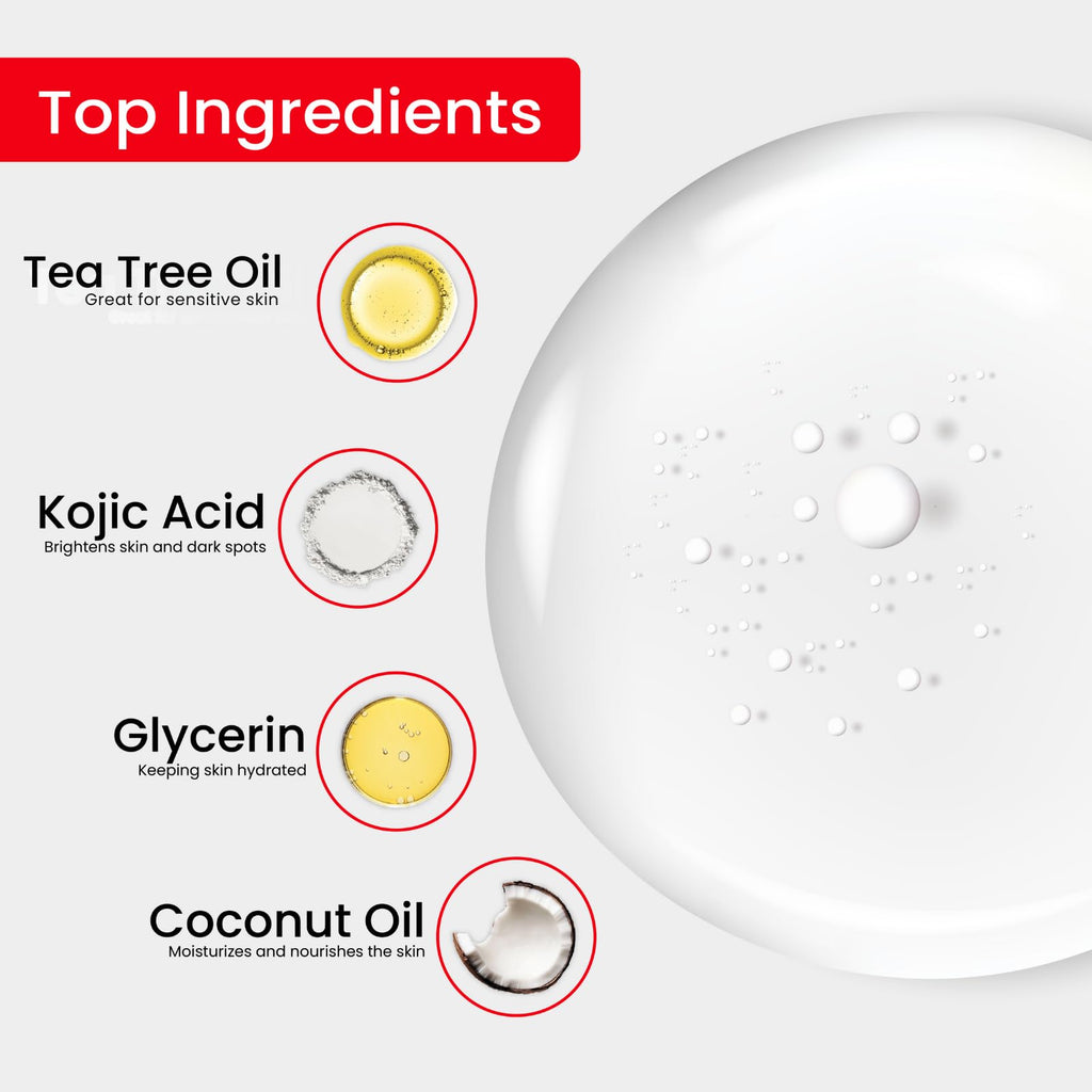 Kojie San Skin Brightening Soap – Kojic Acid Bars with Coconut & Tea Tree (135g x 3)