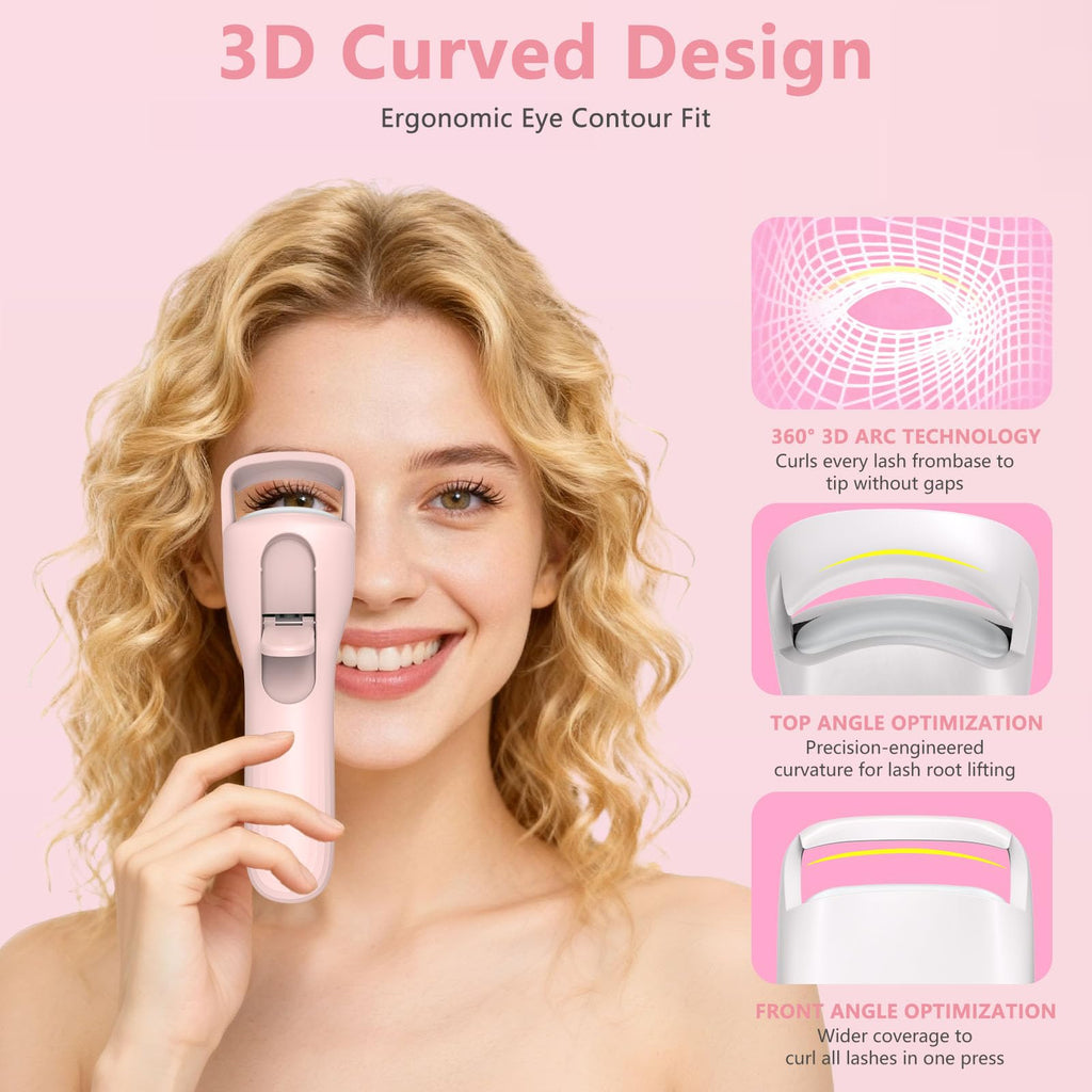 KOKABI Heated Eyelash Curler – 10s Heat, 3 Temp Levels, USB-C Rechargeable