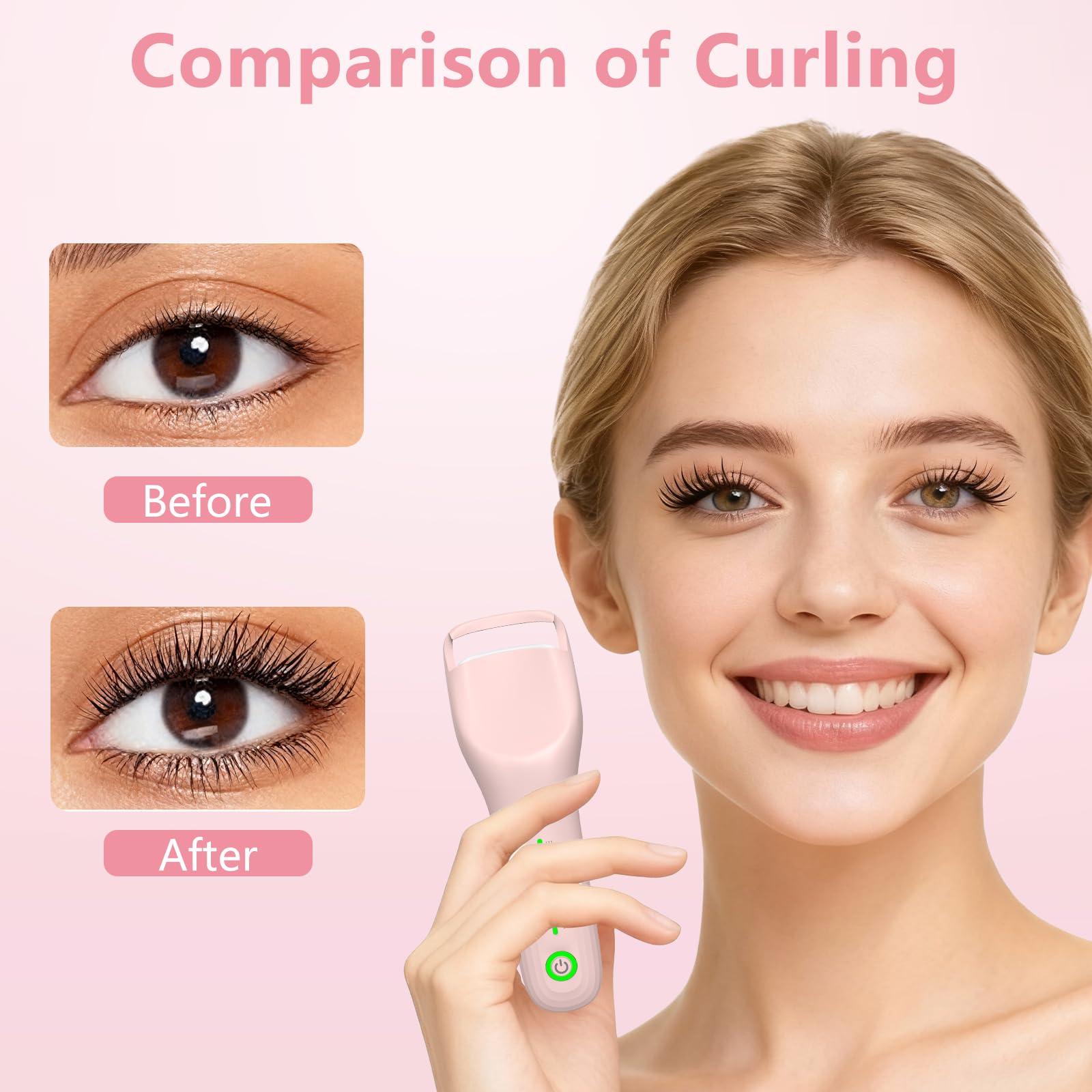 KOKABI Heated Eyelash Curler – 10s Heat, 3 Temp Levels, USB-C Rechargeable