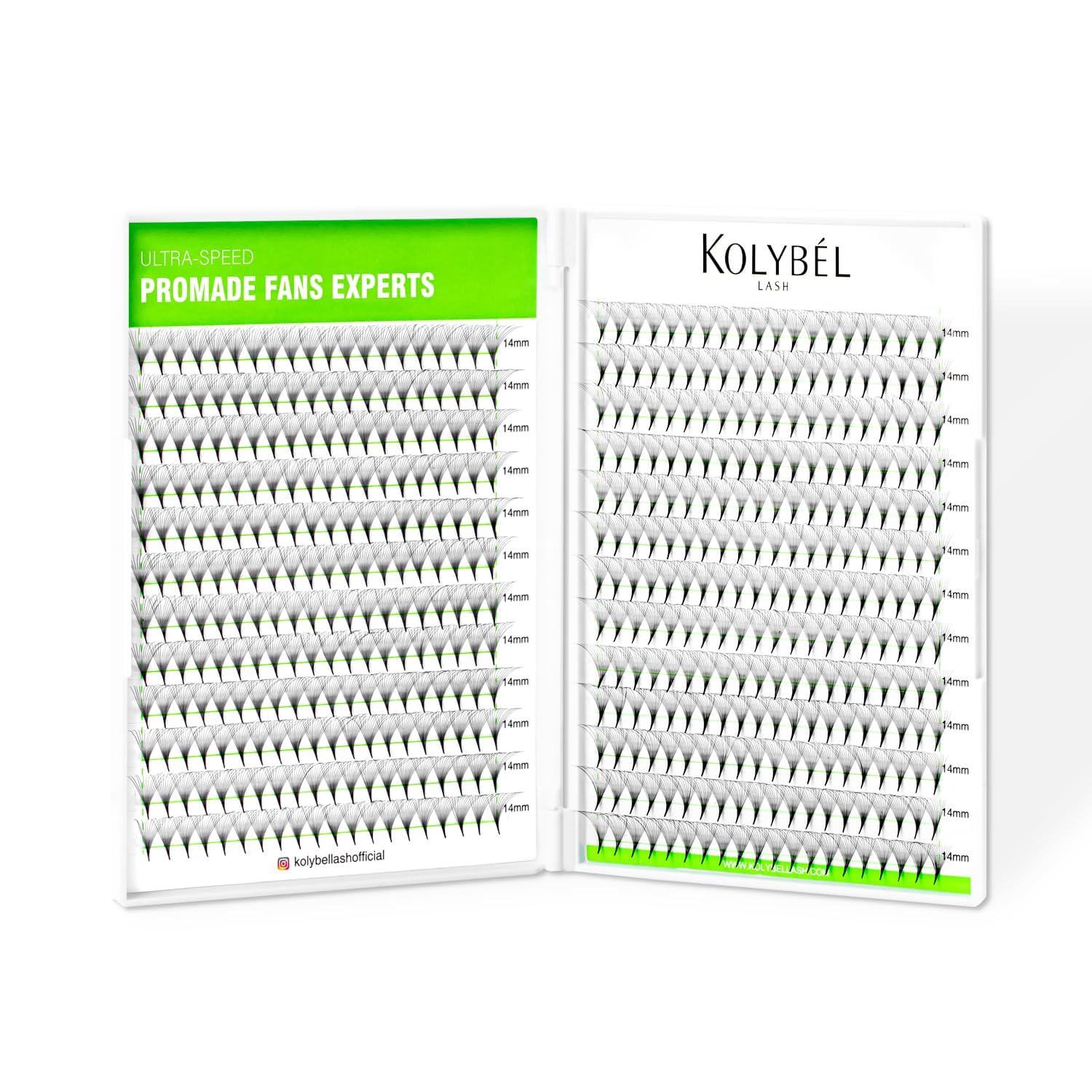 Kolybel 500 Premade Fans Lash Extensions – 16D 0.05 D Curl, 11mm