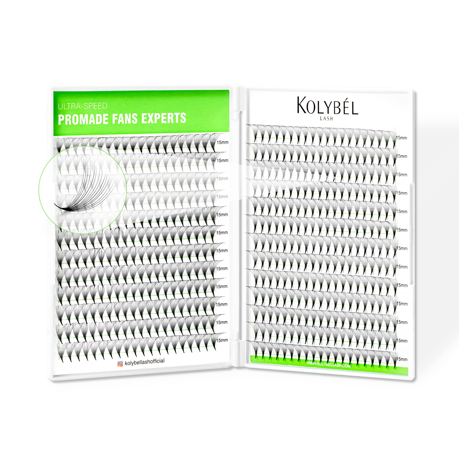 Kolybel 500 Premade Lash Fans - 13mm Single Length, 0.05, 14D, C/D Curl, Handmade Volume Premade Lash Extensions Fans
