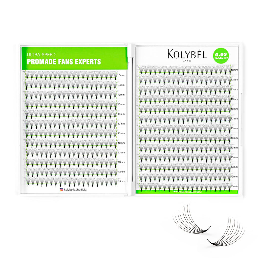 Kolybel 500 Premade Lash Fans 10D 8-15mm | Mixed Length D/C Curl