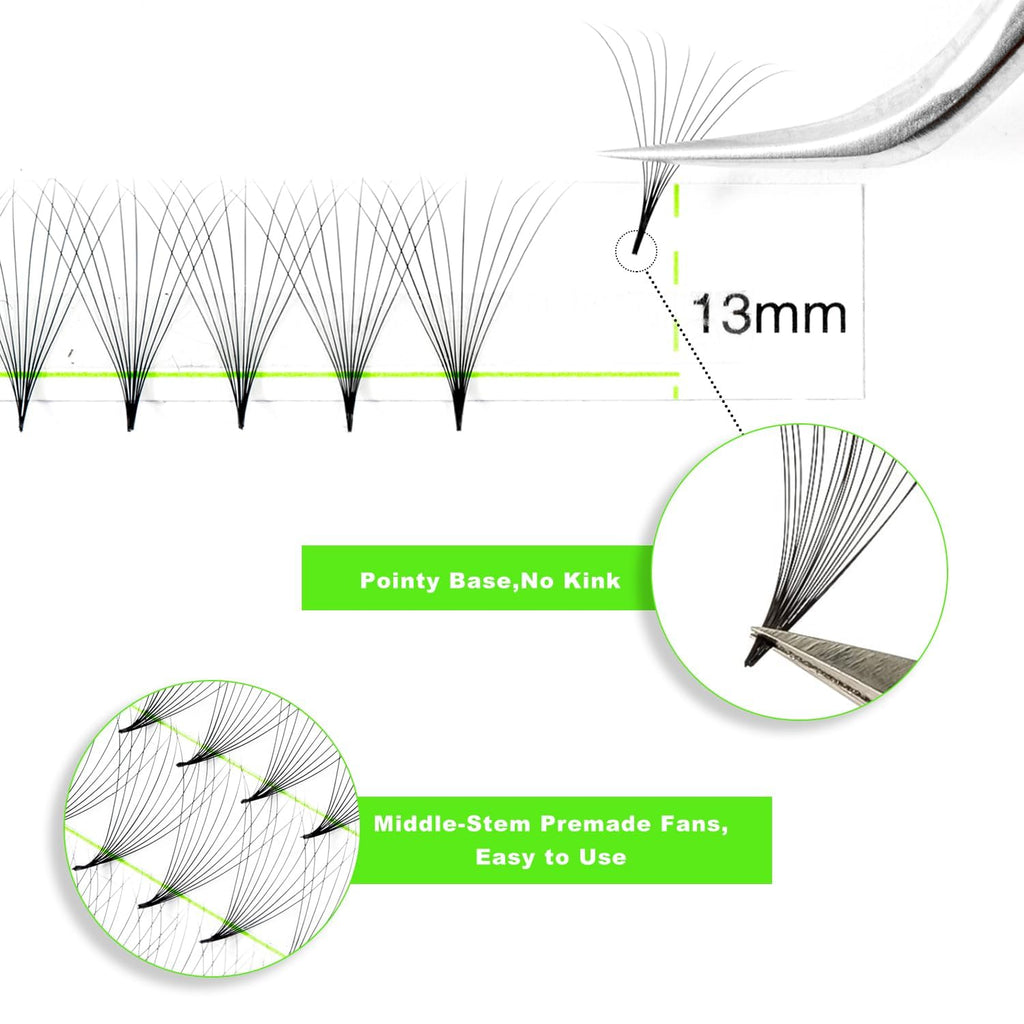 Kolybel 500 Premade Lash Fans 16D 10mm | 0.05 D Curl Promade Volume Lashes