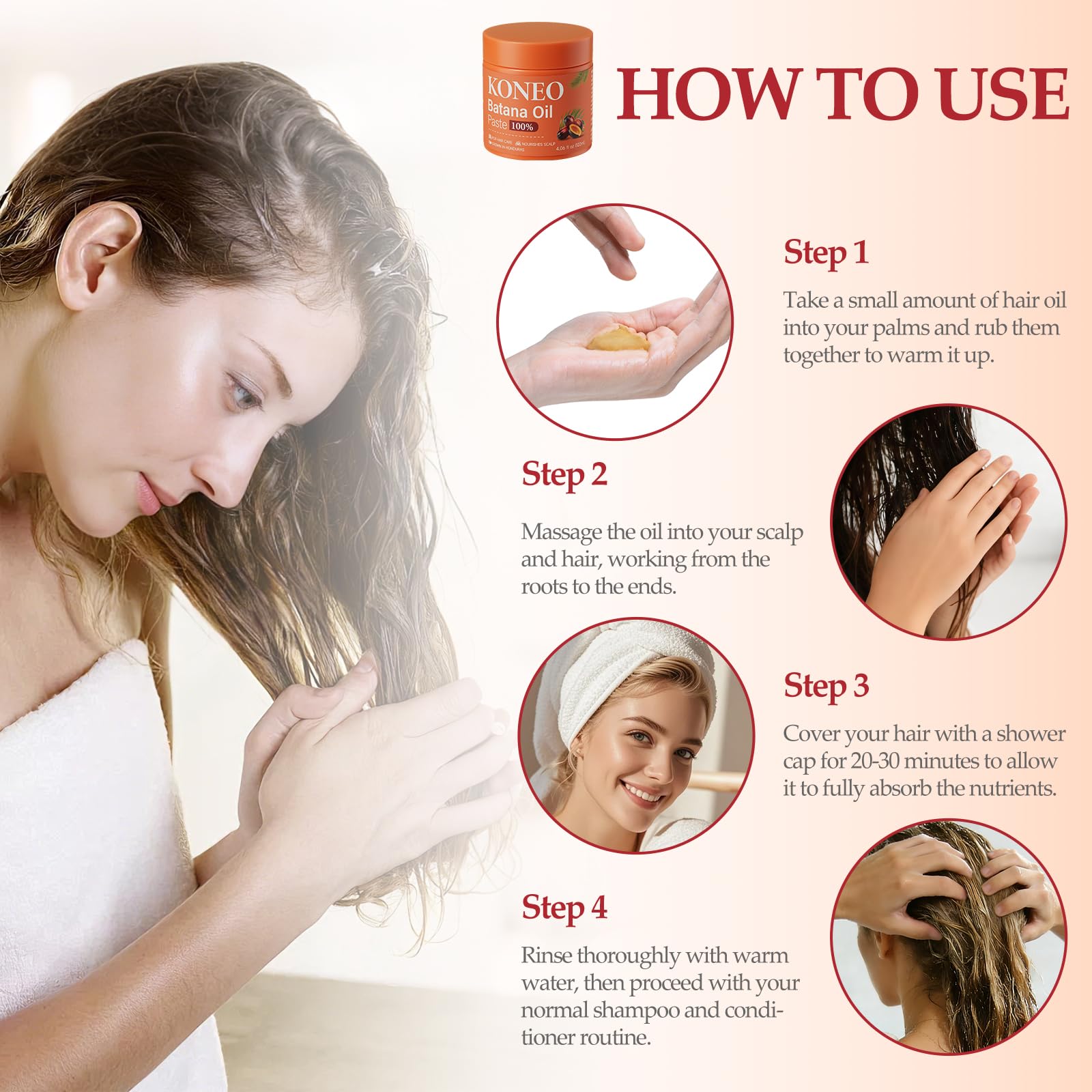 KONEO Hair Growth Cream with 100% Pure Batana Oil – All Hair Types, 4.06 oz