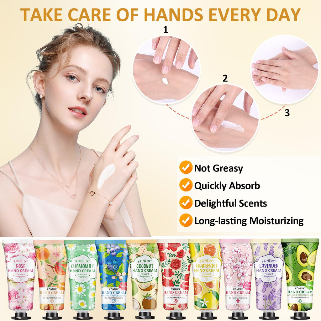 KONEUK 160 Pack Hand Cream Gifts Set – 16 Scents, Travel Size, Bulk Hand Lotion