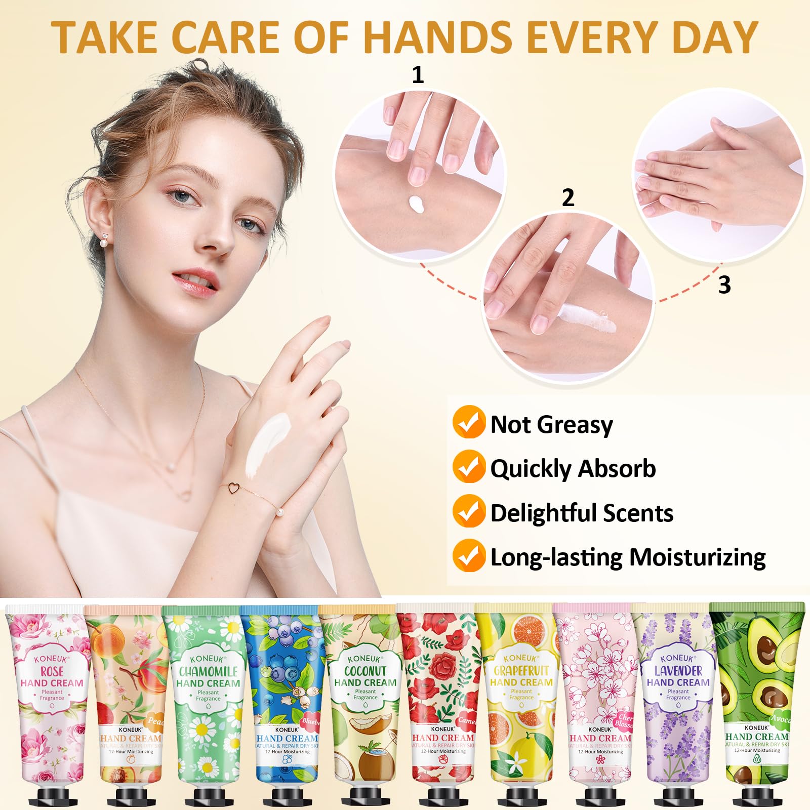 KONEUK 160 Pack Hand Cream Gifts Set – 16 Scents, Travel Size, Bulk Hand Lotion