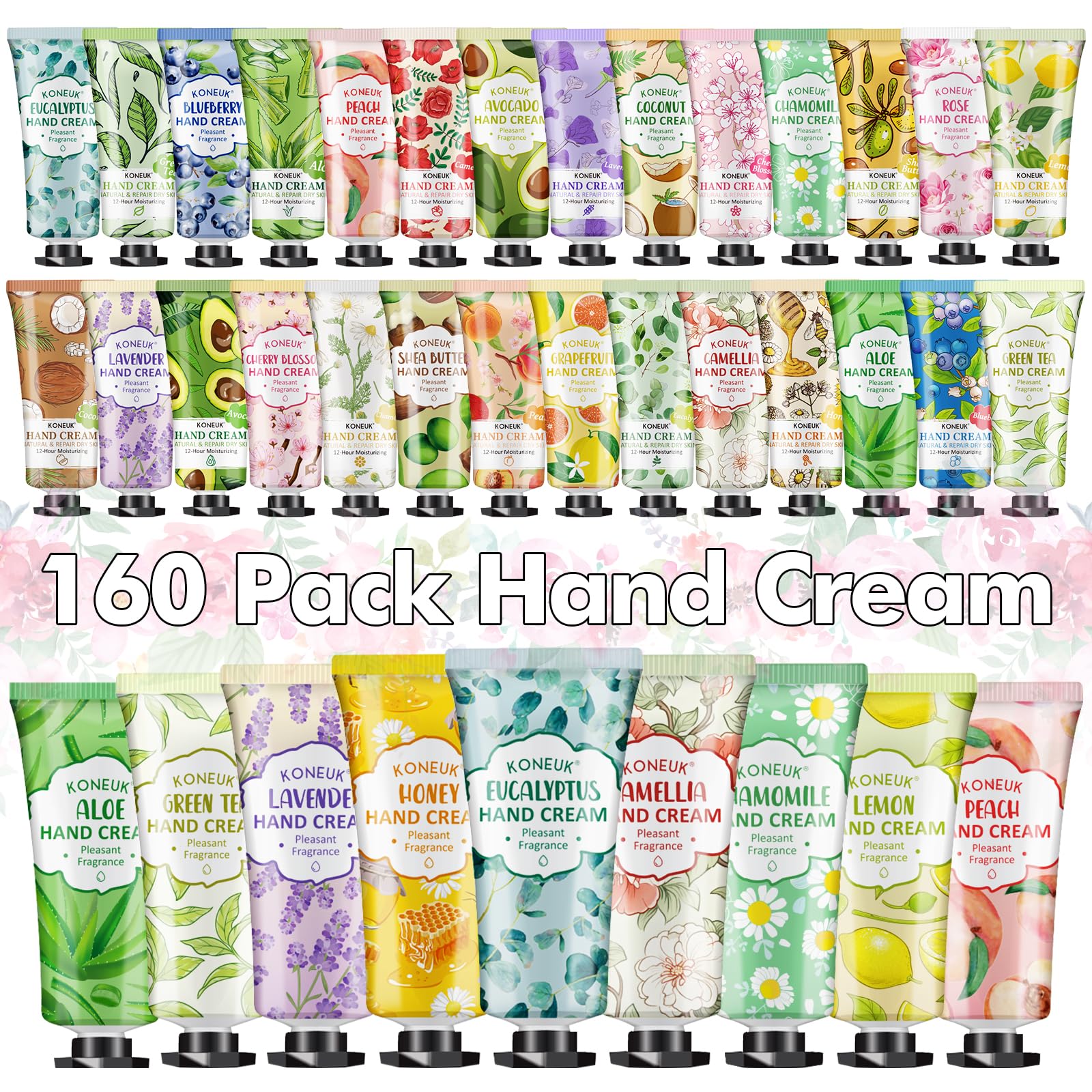 KONEUK 160 Pack Hand Cream Gifts Set – 16 Scents, Travel Size, Bulk Hand Lotion