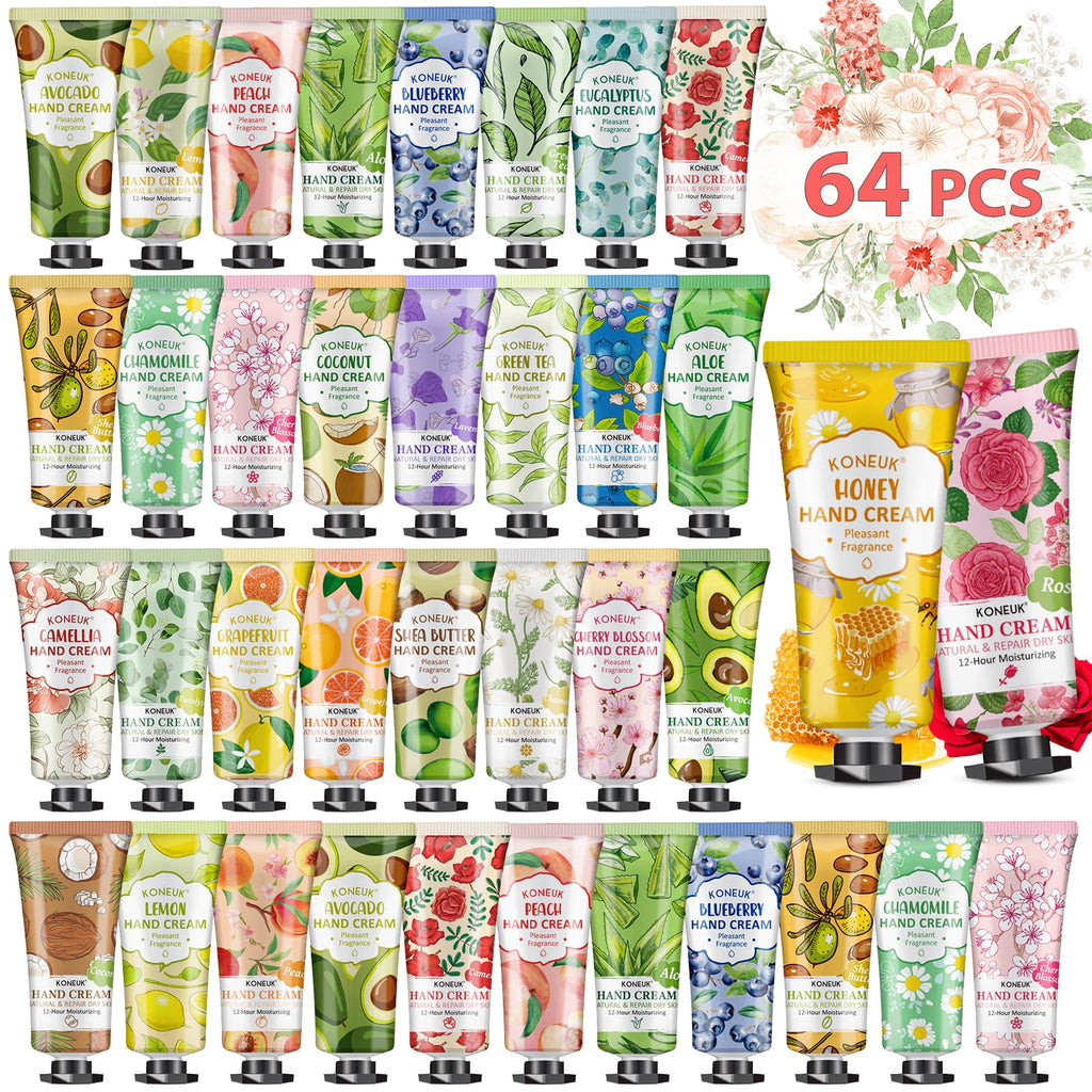 KONEUK 64 Pack Moisturizing Hand Cream Set – Travel-Size Gifts & Fragranced Hand Lotions