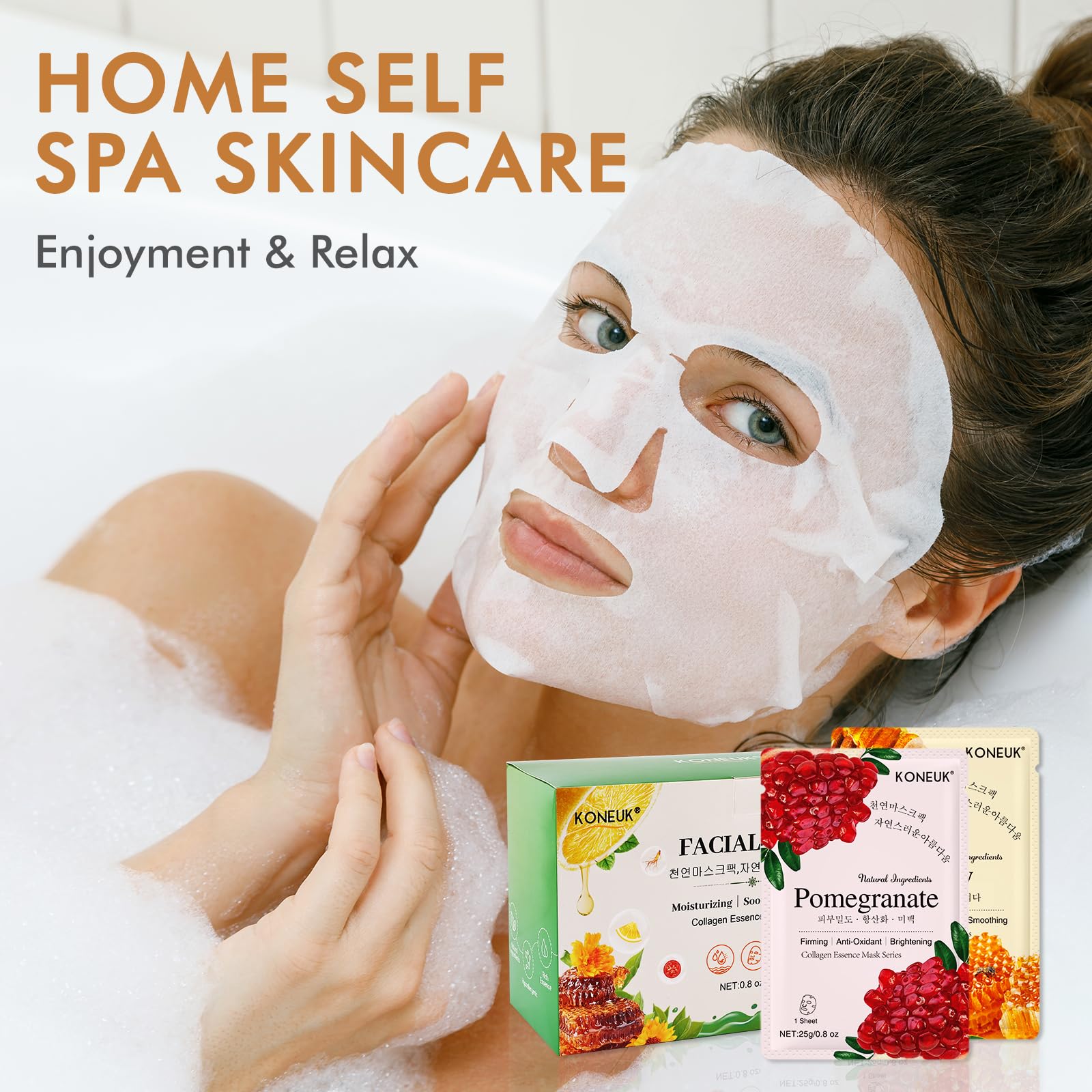 KONEUK 56 Pack Sheet Masks Gift Set – Hydrating Facial Masks for All Skin Types