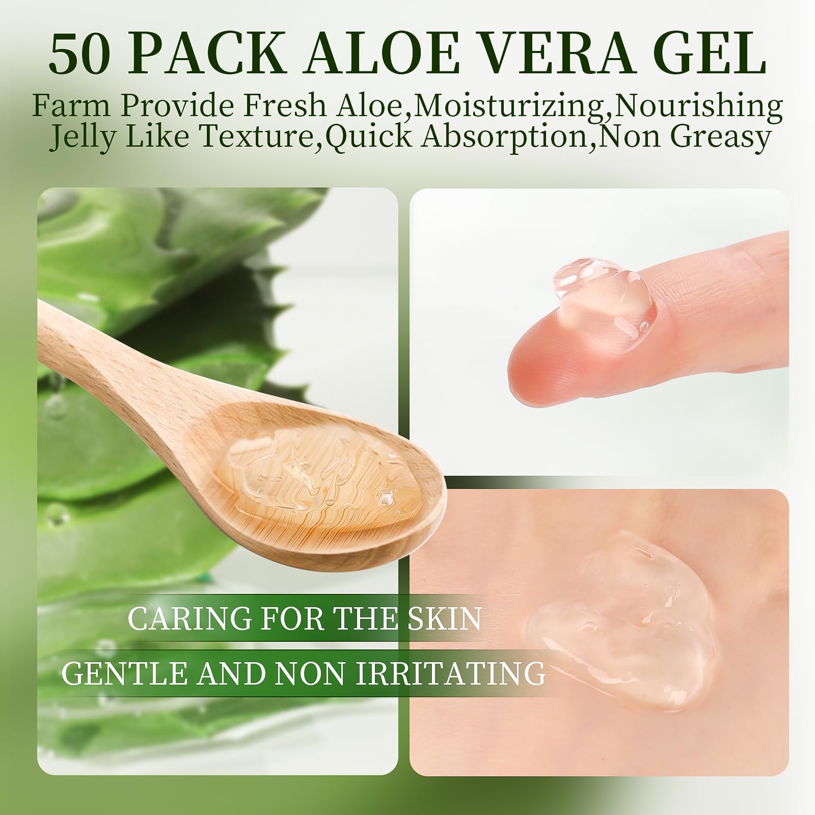 KONEUK 50 Pack Aloe Vera Gel – 99% Pure, Travel-Size for Face, Hair & Skin