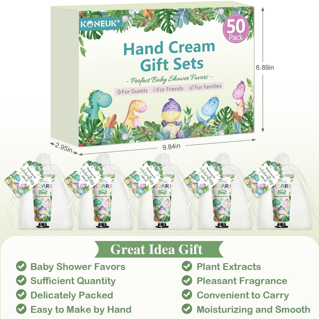 KONEUK 50 Pack Dinosaur Hand Cream Gift Sets for Baby Showers, Weddings & Party Favors