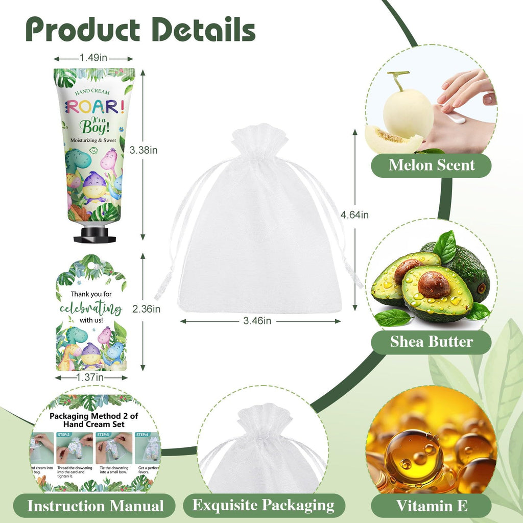 KONEUK 50 Pack Dinosaur Hand Cream Gift Sets for Baby Showers, Weddings & Party Favors
