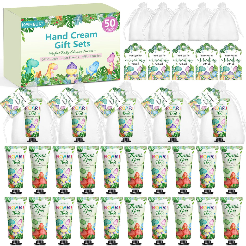 KONEUK 50 Pack Dinosaur Hand Cream Gift Sets for Baby Showers, Weddings & Party Favors