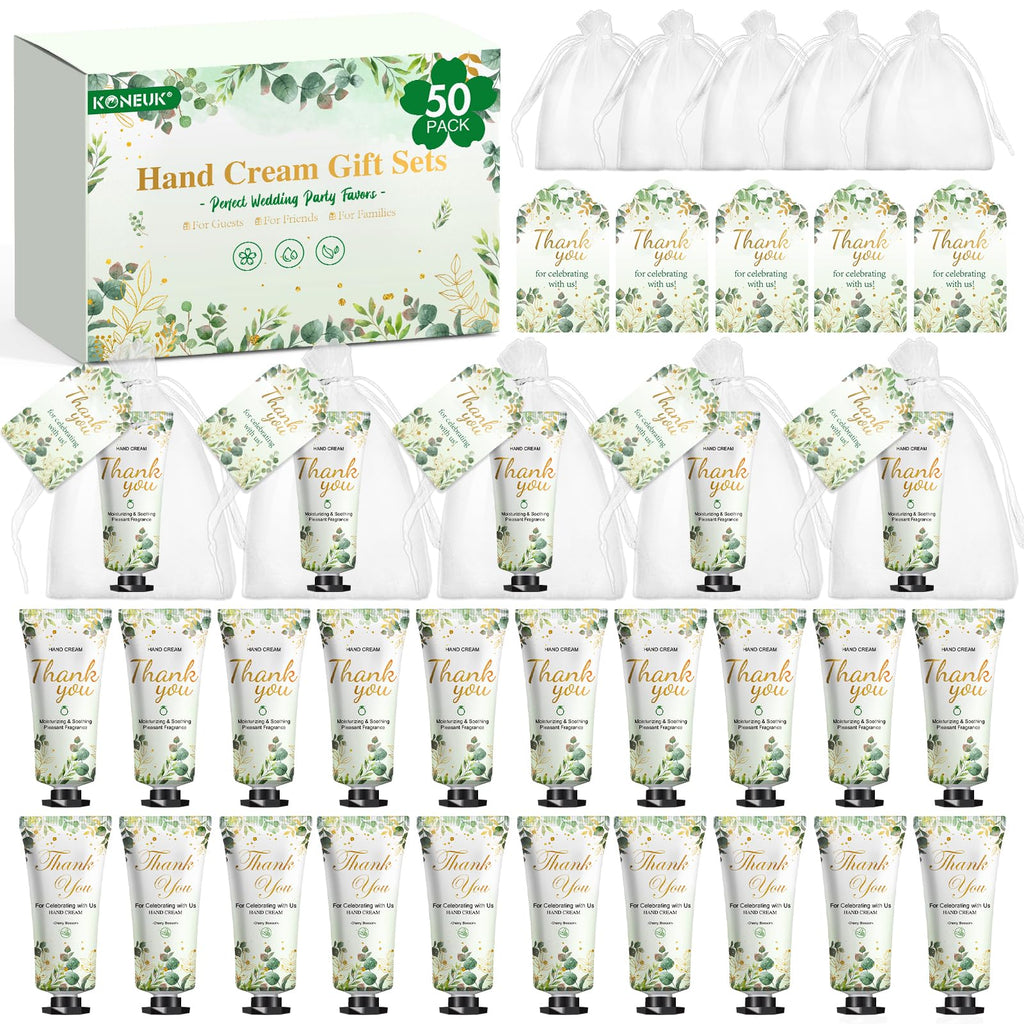 KONEUK 50 Pack Hand Cream Gifts Sets – Eucalyptus Scent, Wedding & Bridal Shower Favors