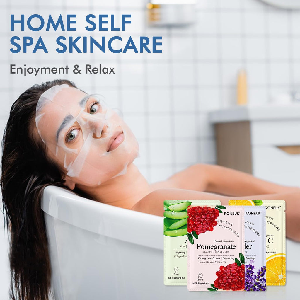 KONEUK 126 Pack Sheet Masks – Hydrating Bulk Facial Masks Gift Set for All Skin Types