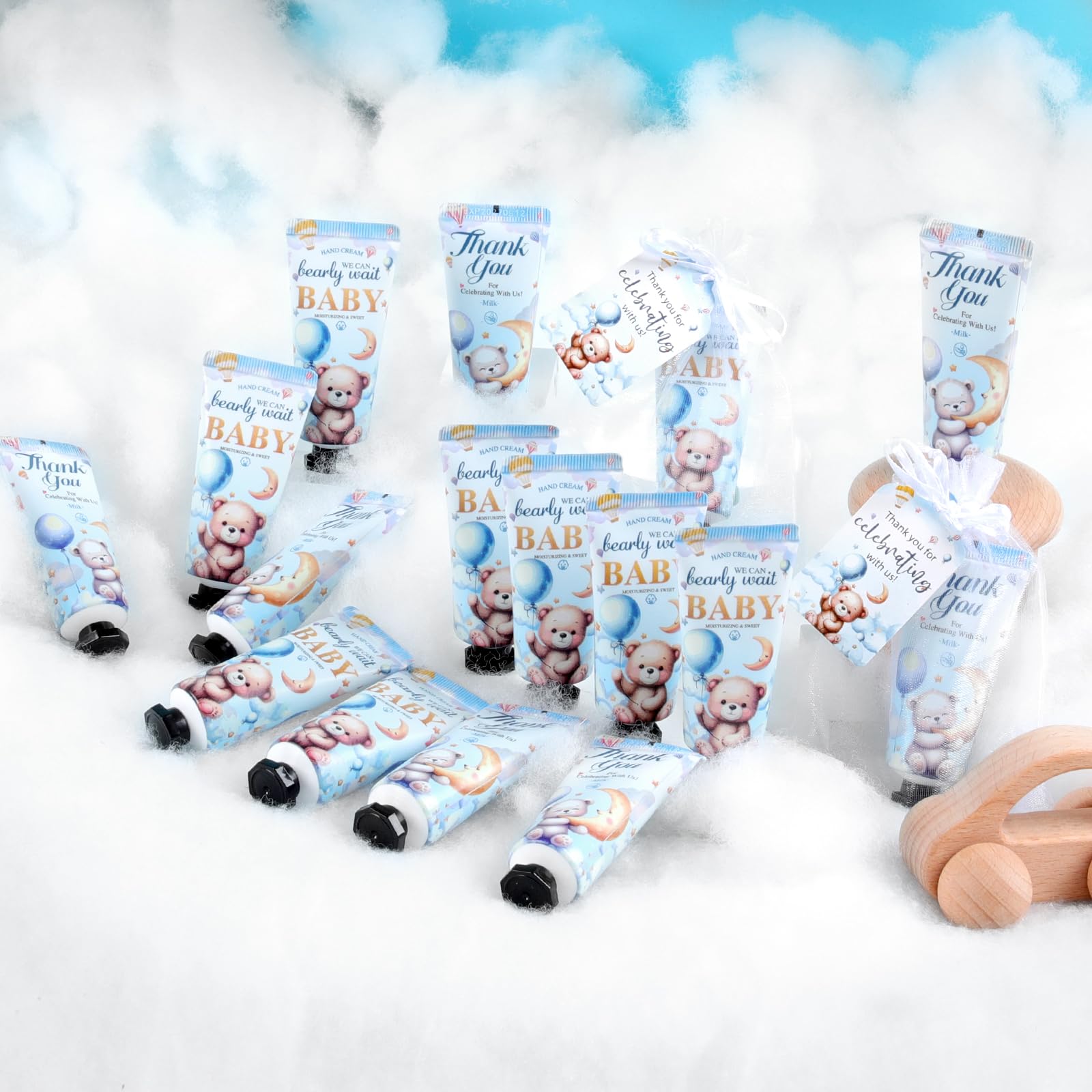 KONEUK 50-Pack Baby Shower Hand Cream Gifts Sets with Thank You Cards & Organza Bags | Bulk Favors for Guests