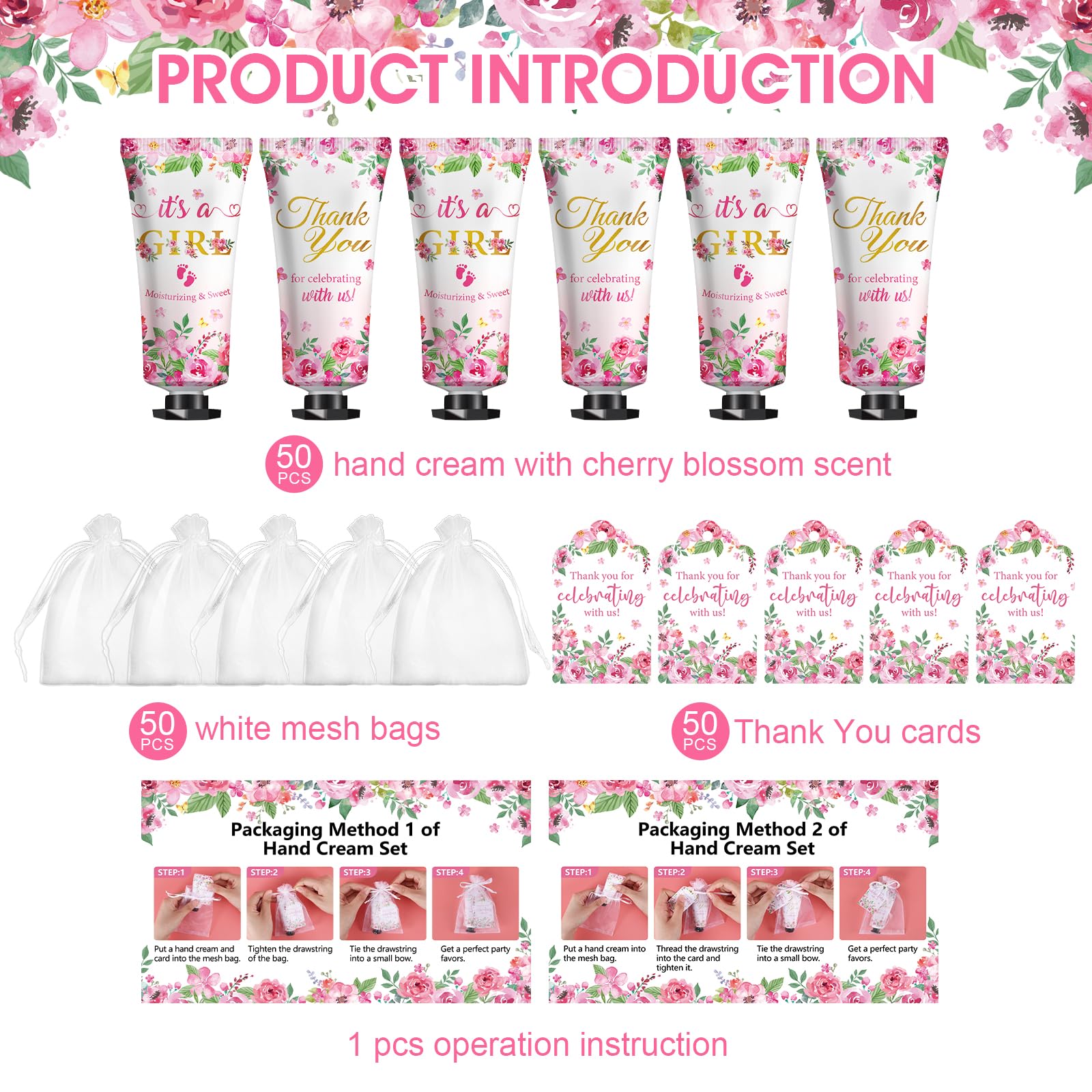 KONEUK 50 Pack Bulk Hand Cream Sets for Baby Shower & Wedding Favors