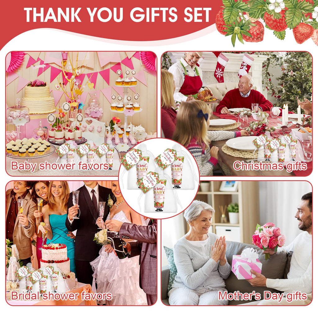 KONEUK 50-Pack Hand Cream Gift Sets – Baby Shower & Bridal Shower Favors (Strawberry)