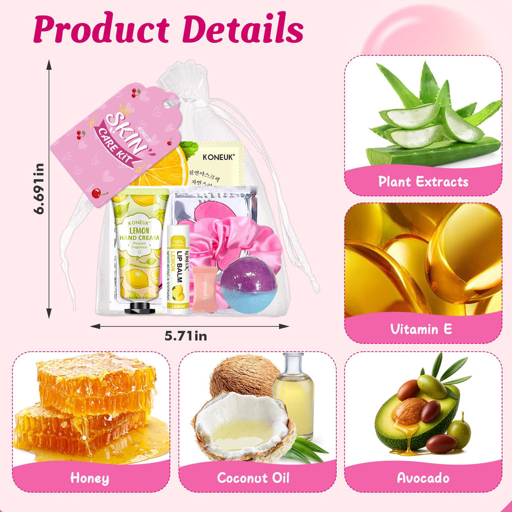 KONEUK 60-Pcs Spa Party Supplies for Girls – Masks, Creams & Lip Care for Sleepovers