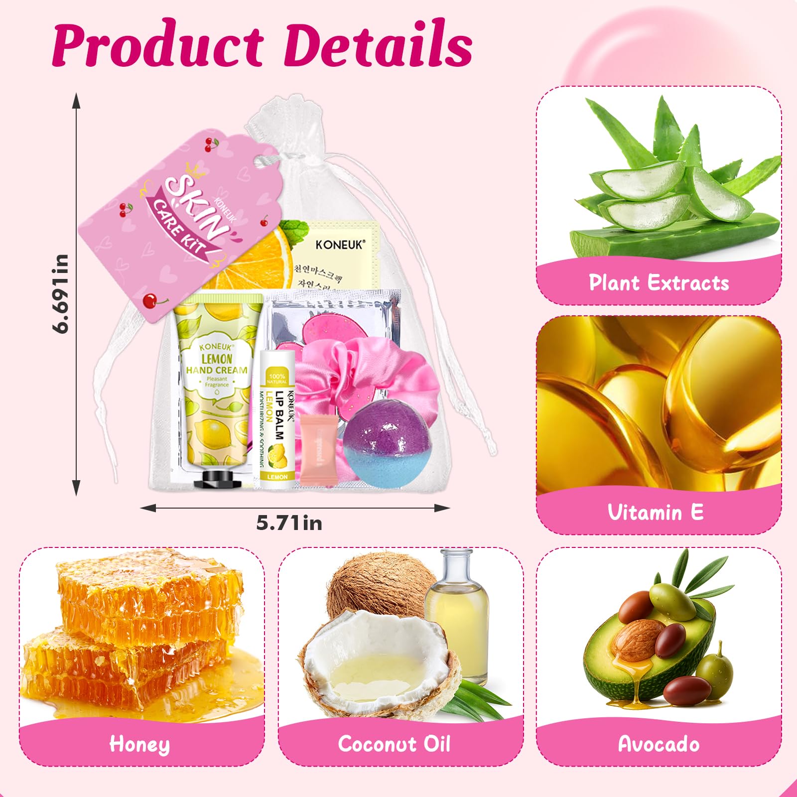 KONEUK 60-Pcs Spa Party Supplies for Girls – Masks, Creams & Lip Care for Sleepovers