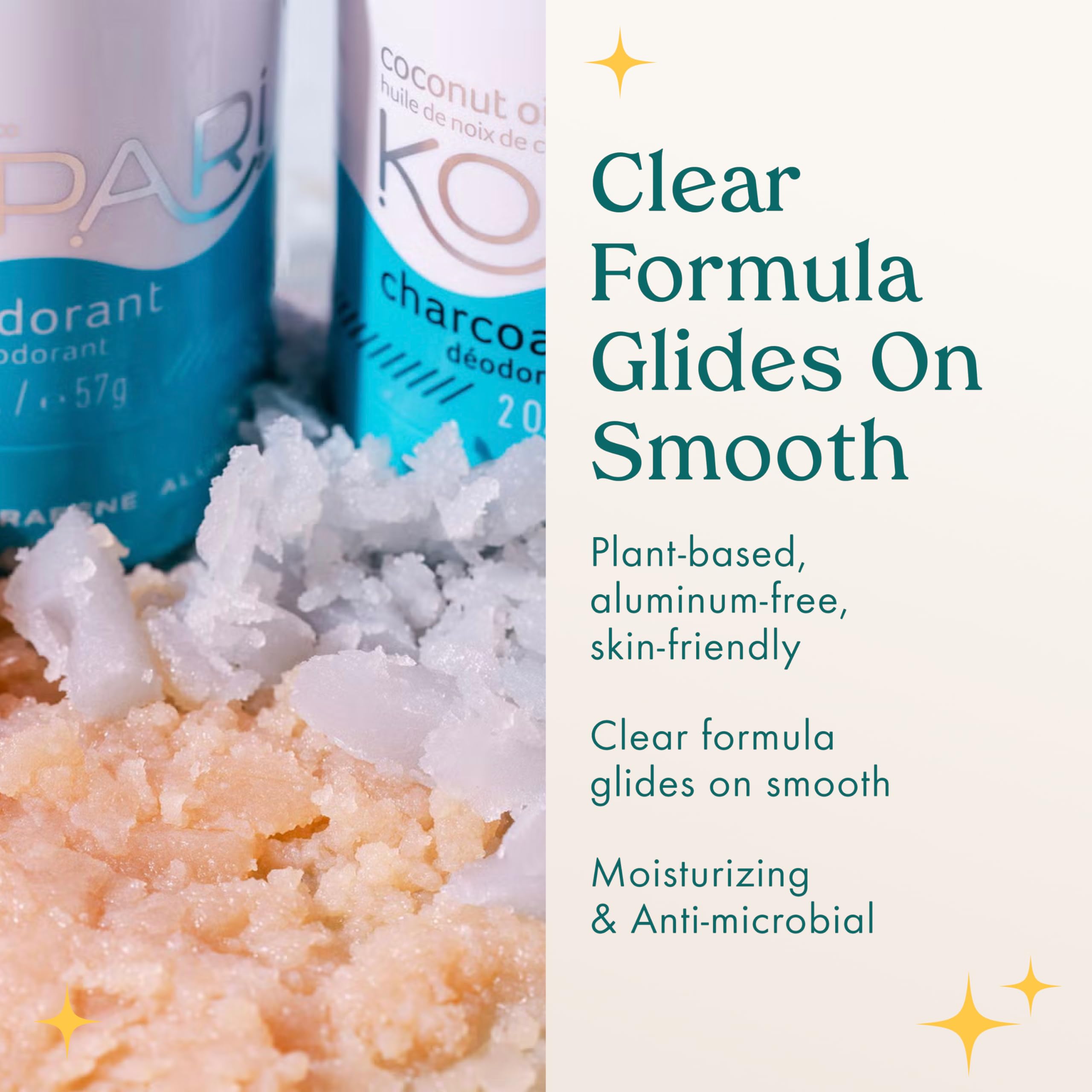 Kopari Aluminum Free Coconut Deodorant – Original & Charcoal 2-Pack | Plant-Based, Non-Toxic