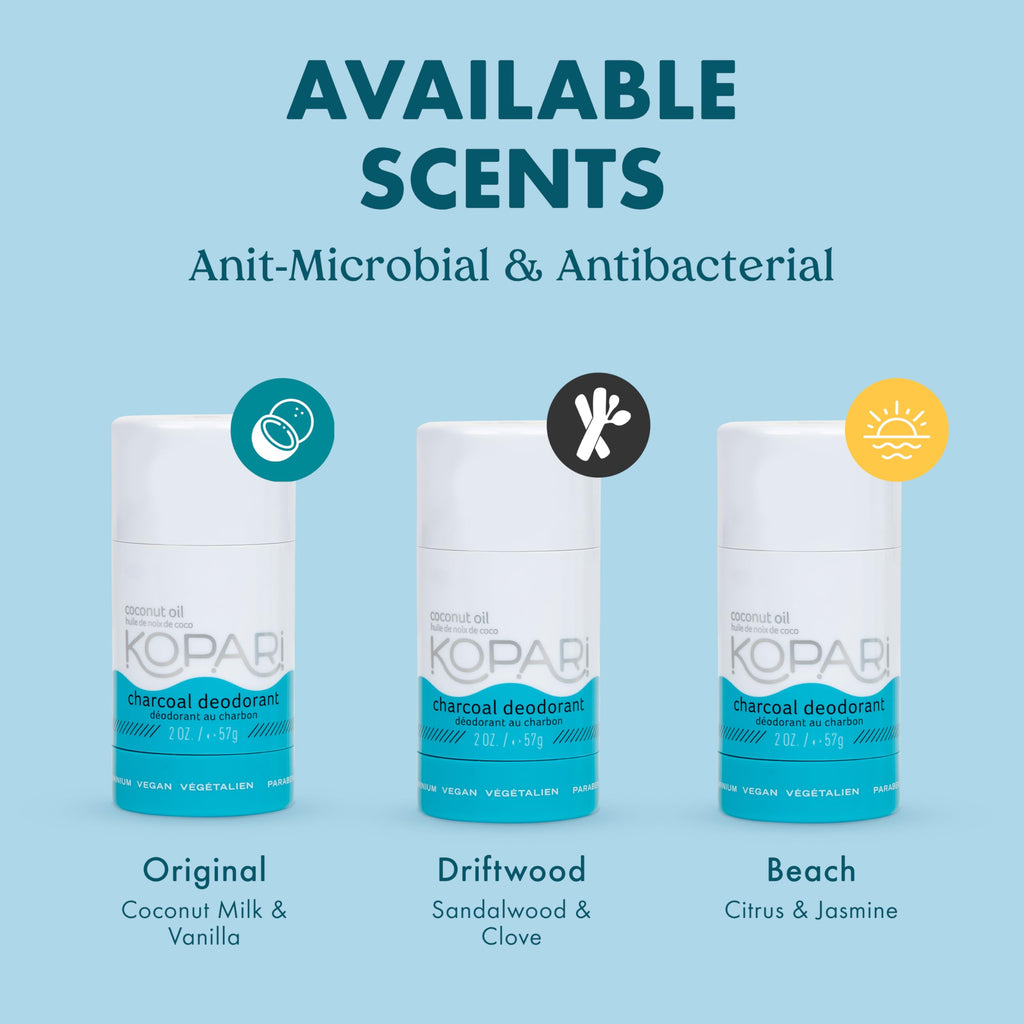 Kopari Aluminum Free Coconut Deodorant – Original & Charcoal 2-Pack | Plant-Based, Non-Toxic
