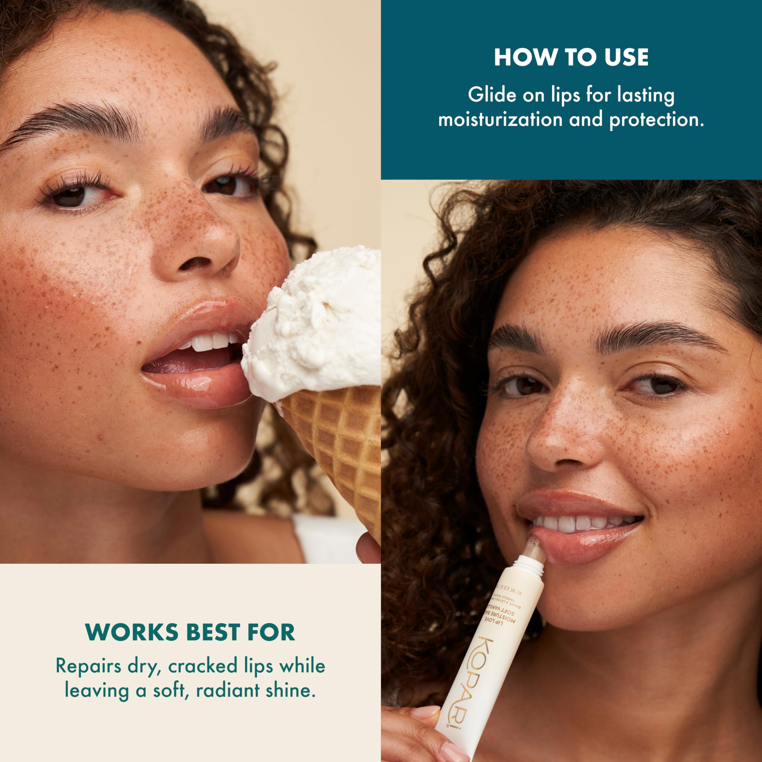 Kopari Lip Love Moisture Balm – Soft Vanilla Shimmer | Ceramide Hydration, Vegan (0.35 oz)