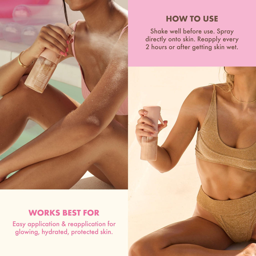 Kopari Rose Gold Sunglaze Sunscreen SPF 42 – Hydrating Shimmer Body Mist