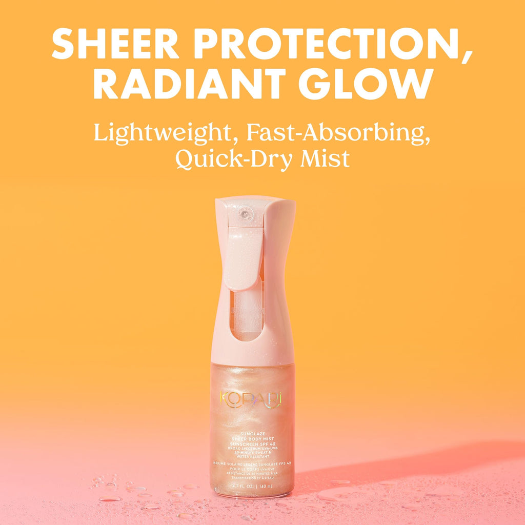 Kopari Rose Gold Sunglaze Sunscreen SPF 42 – Hydrating Shimmer Body Mist