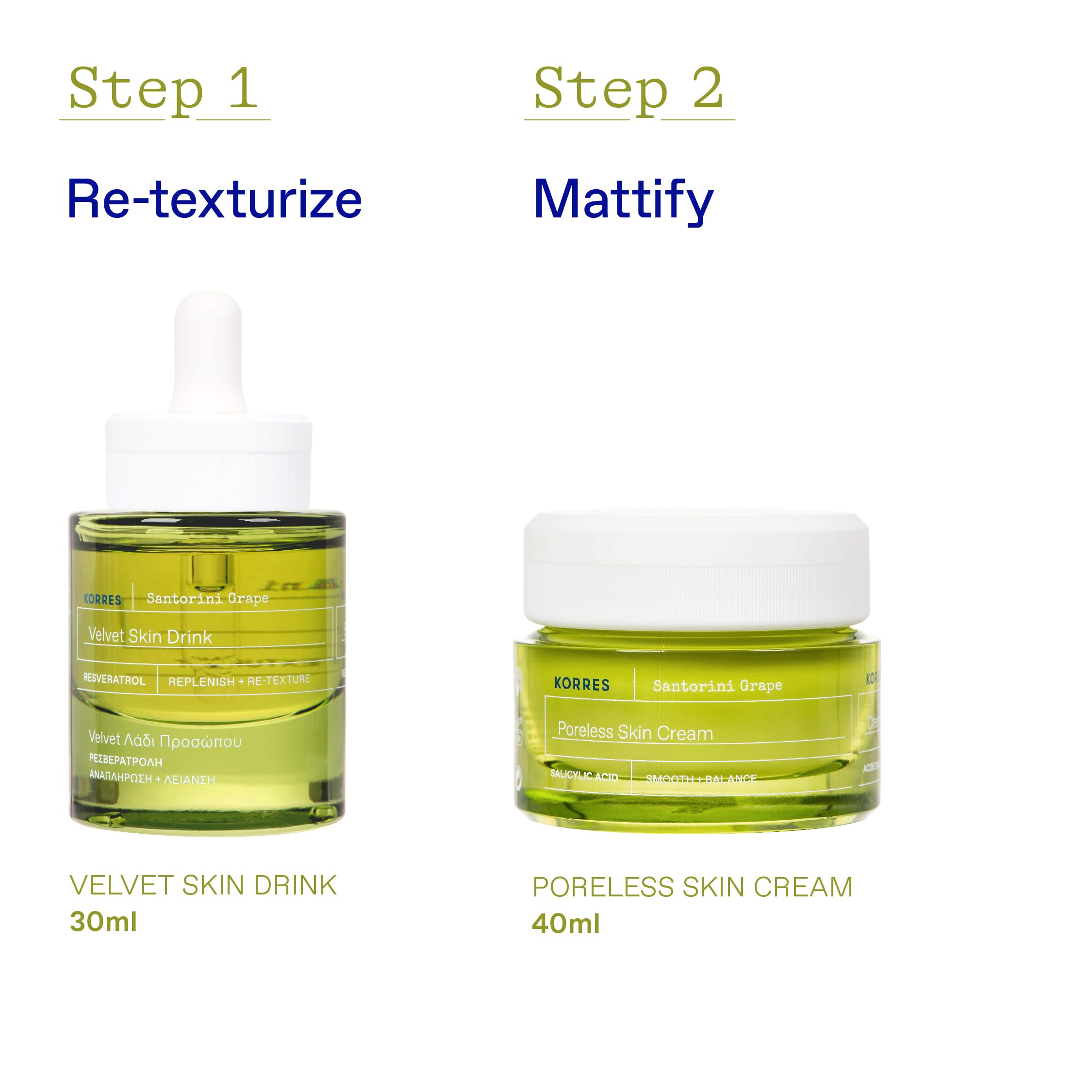 KORRES Santorini Grape Velvet Skin Drink Set – 2-Step Hydration & Pore Refinement