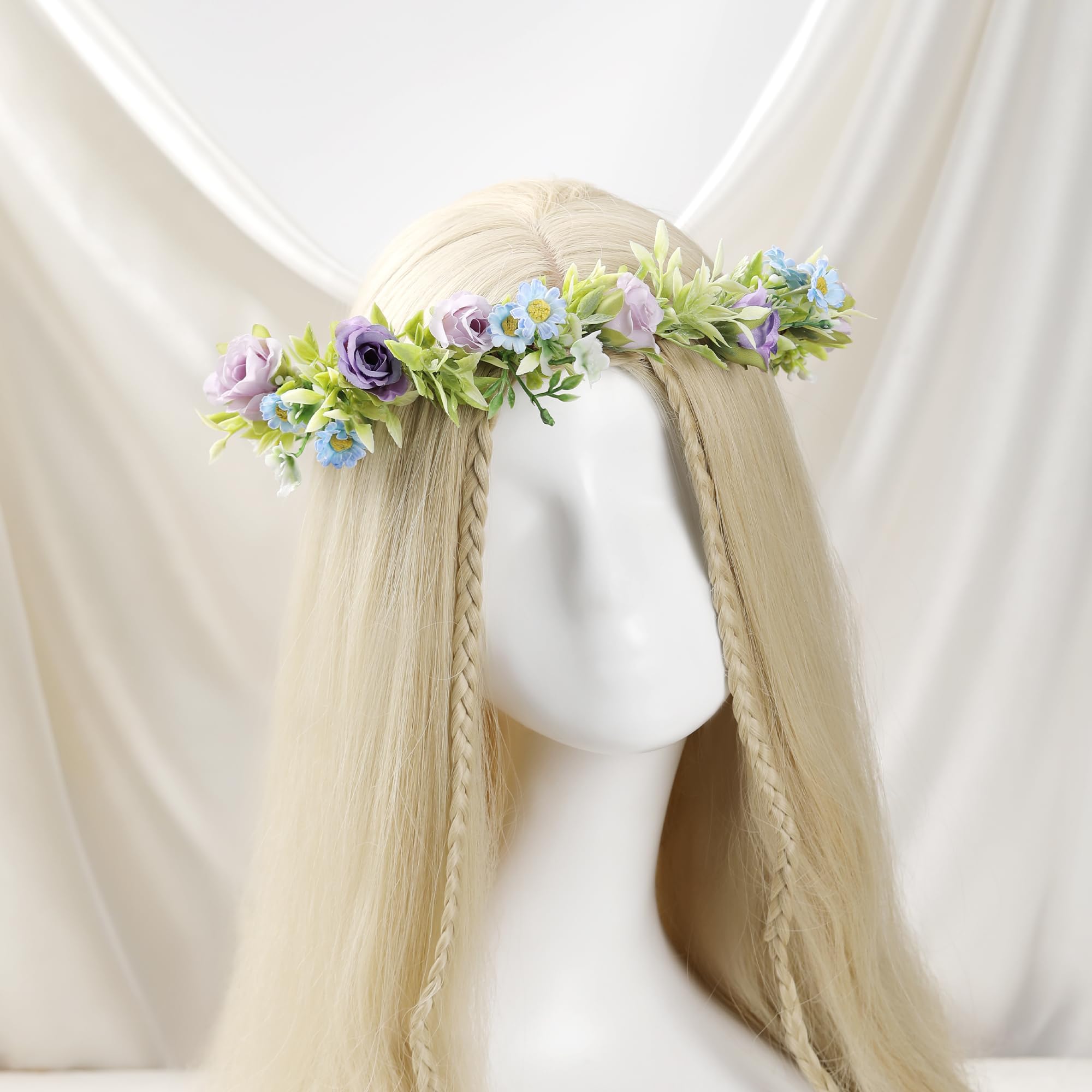 KorViSHOW Rose Flower Crown for Women - Purple Fairy Headband for Weddings & Festivals