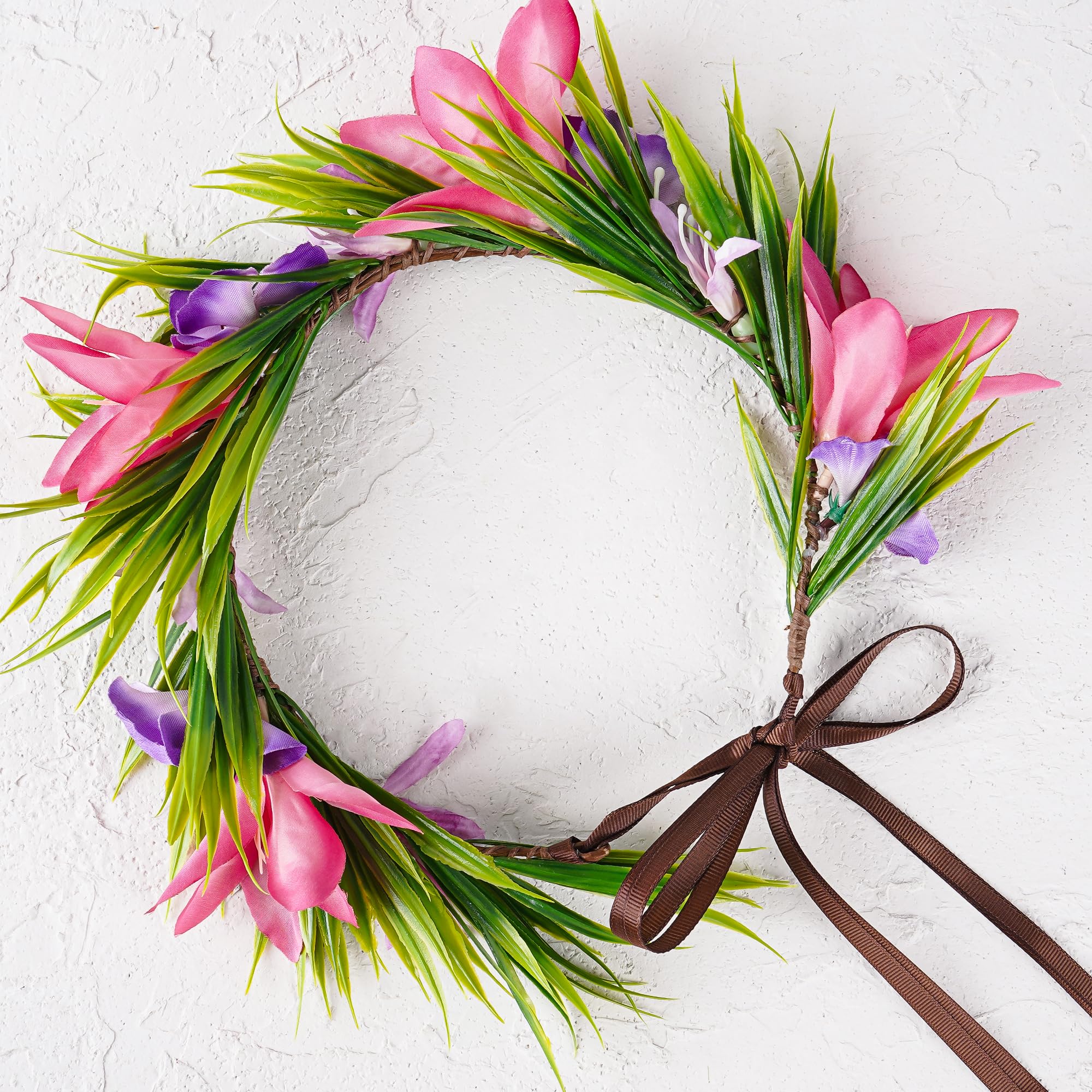 KorViSHOW Hawaiian Flower Crown – Silk Tropical Headpiece for Luau, Beach Parties, and Weddings