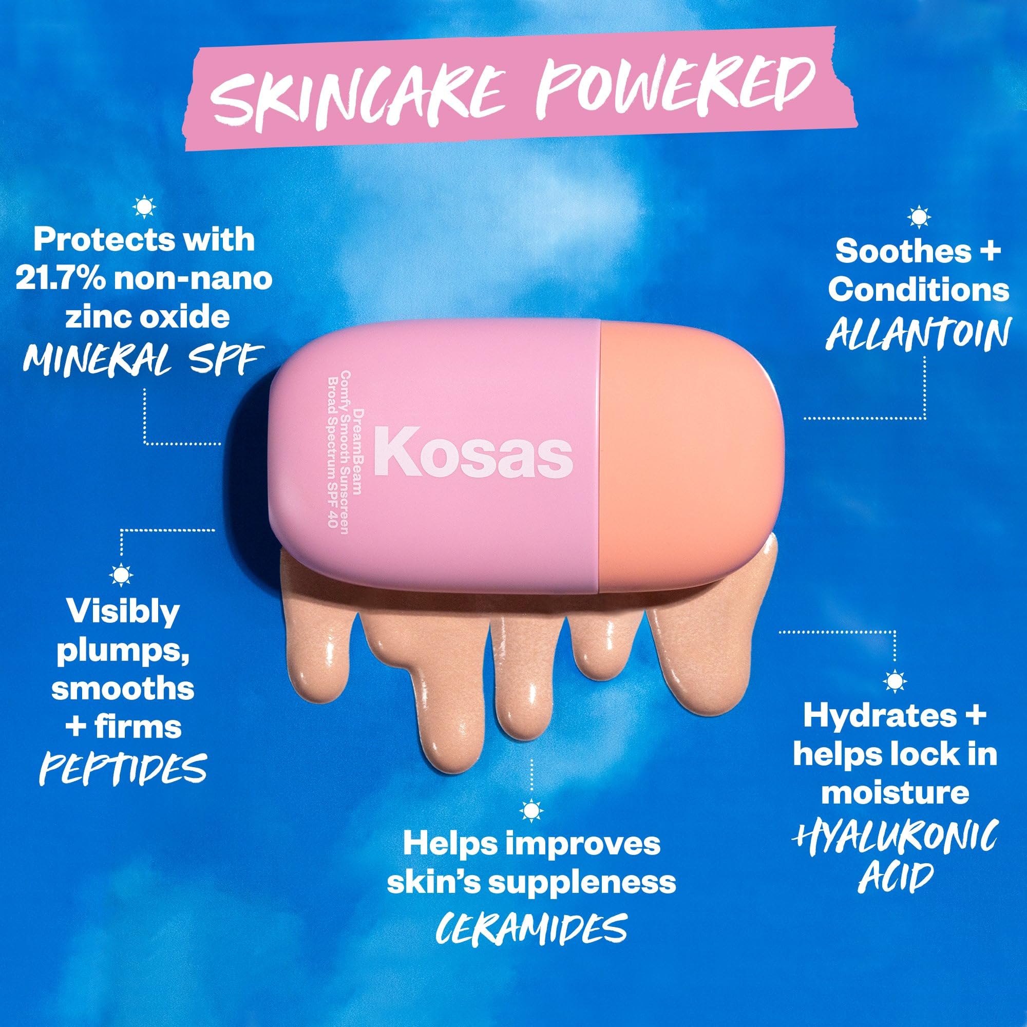 Kosas Mini DreamBeam SPF 40 Mineral Sunscreen | Travel-Size Makeup Base 15ml