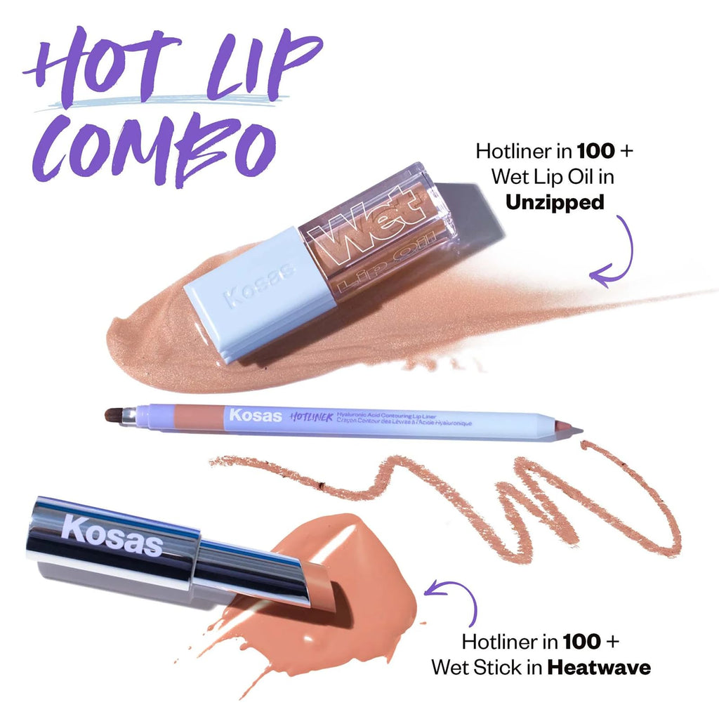 Kosas Hotliner Retractable Lip Liner – Built-In Sharpener & Brush, Hydrating & Long-Lasting
