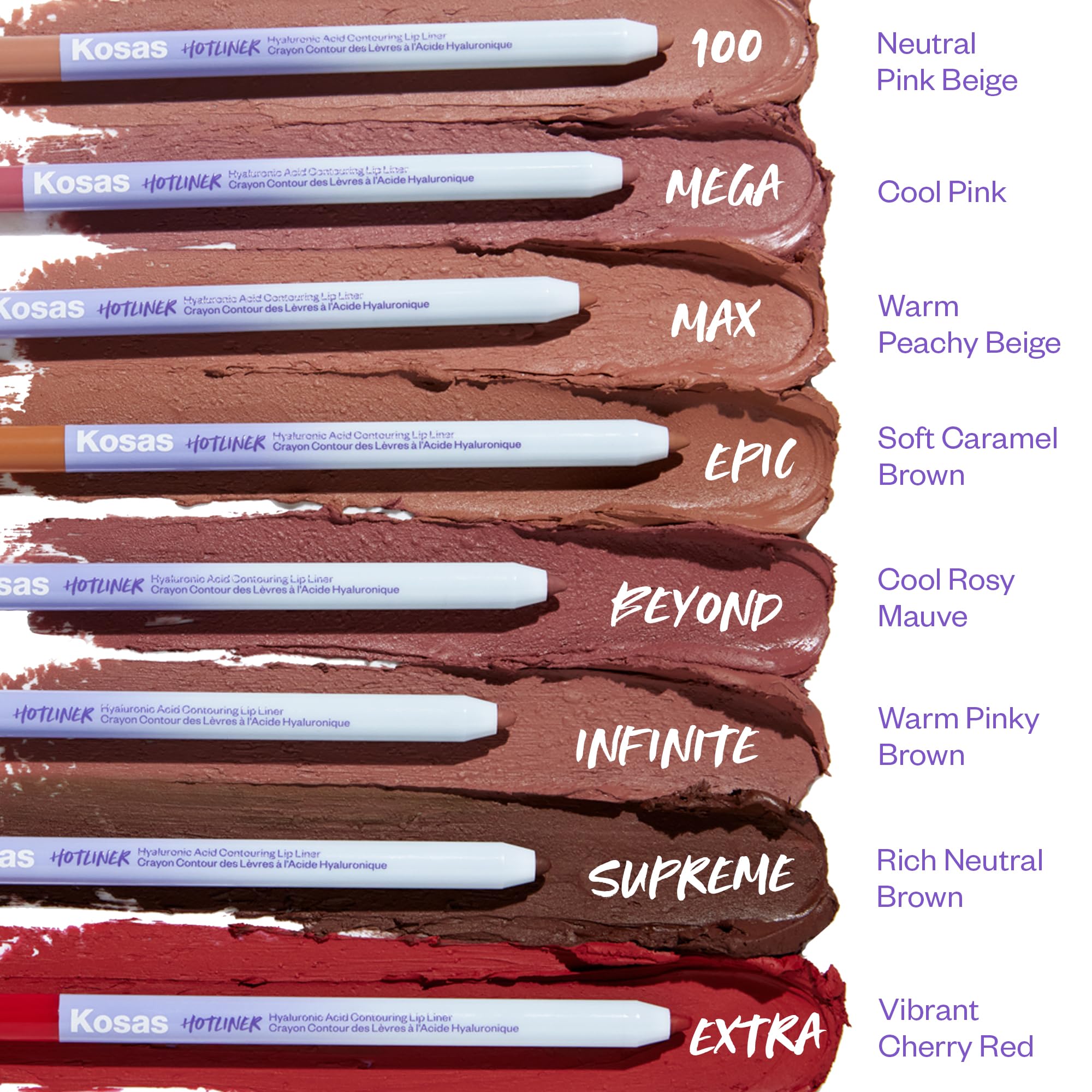 Kosas Hotliner Retractable Lip Liner – Built-In Sharpener & Brush, Hydrating & Long-Lasting