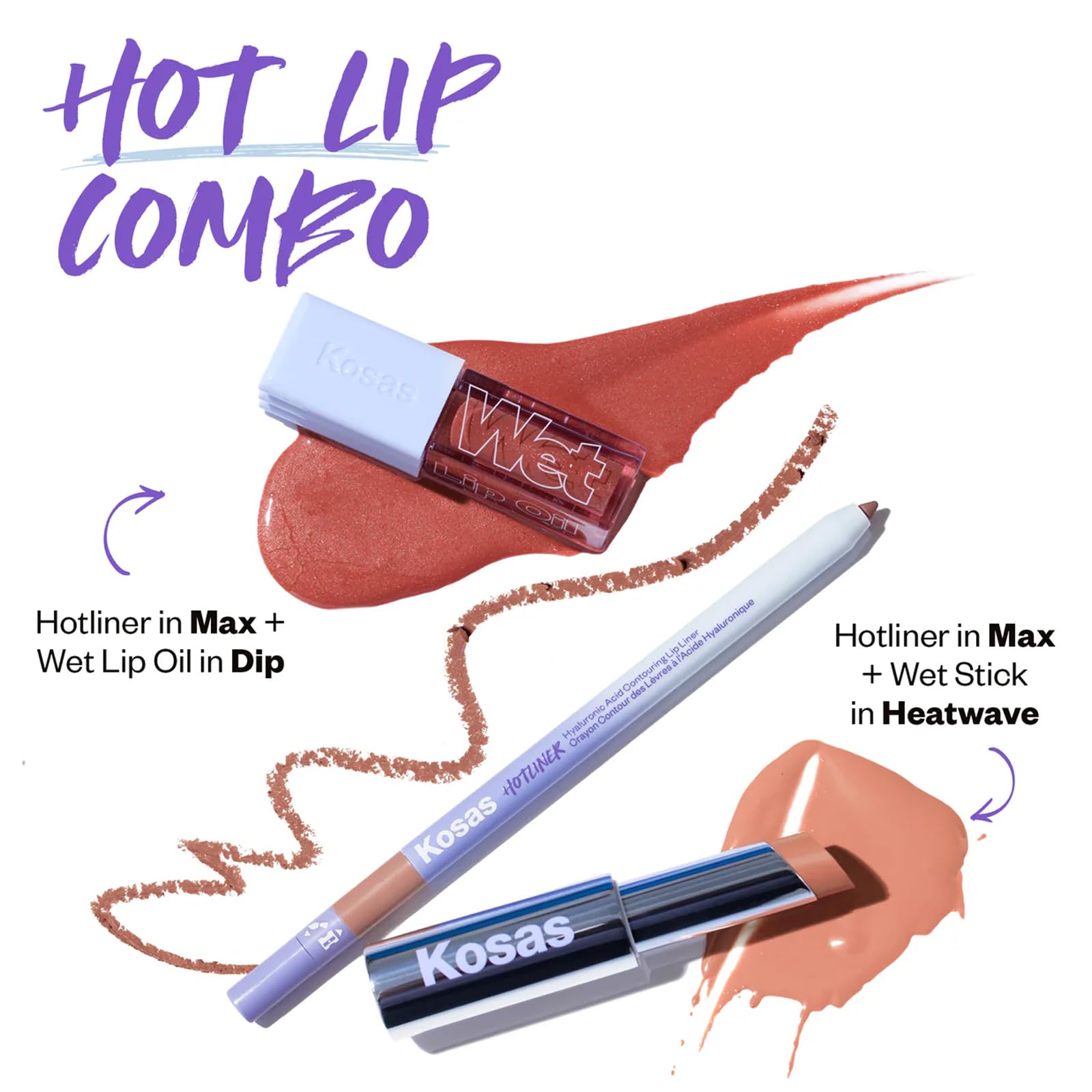 Kosas Hotliner Retractable Lip Liner with Built-In Sharpener & Brush | Hydrating, Long-Lasting Color