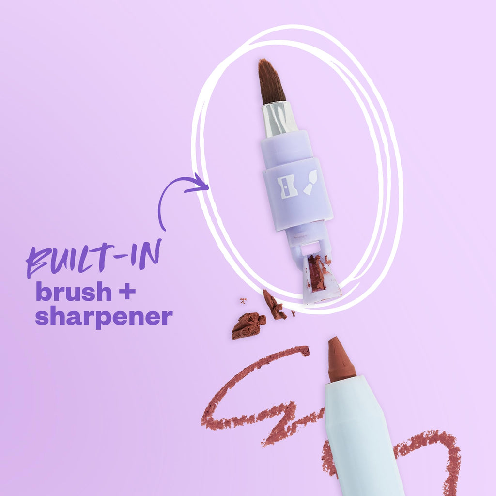 Kosas Hotliner Retractable Lip Liner with Built-In Sharpener & Brush | Hydrating, Long-Lasting Color