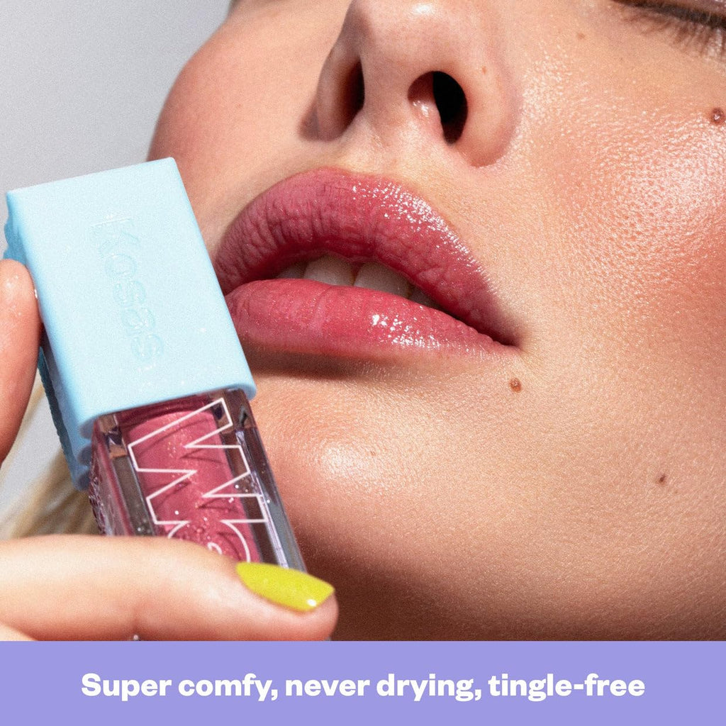 Kosas Wet Lip Oil Gloss – Hydrating Lip Plump with Hyaluronic Acid & Peptides | Malibu