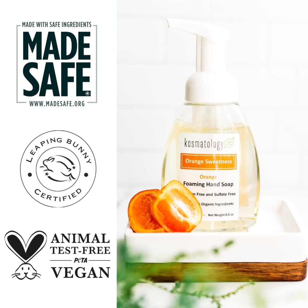 Kosmatology Orange Sweetness Organic Foaming Hand Soap | Moisturizing Hand Wash with Essential Oils