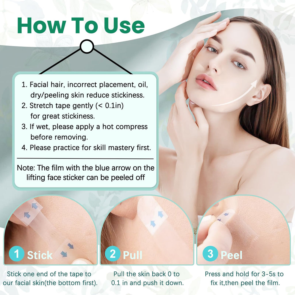 KOSOBO Face Neck Tape Invisible – Instant Facelift, Seamless V-Edge Patches (1 Pack)